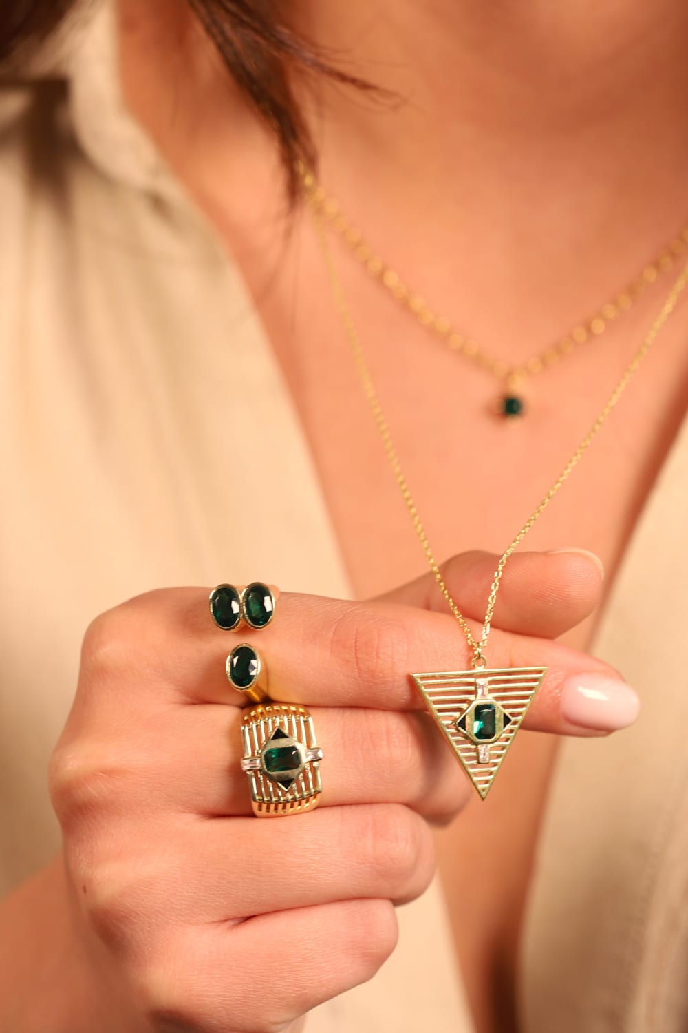 Pia&Co-Tiga Taşlı Mineli Kafes Kolye-Kolye-4-Milagron.com