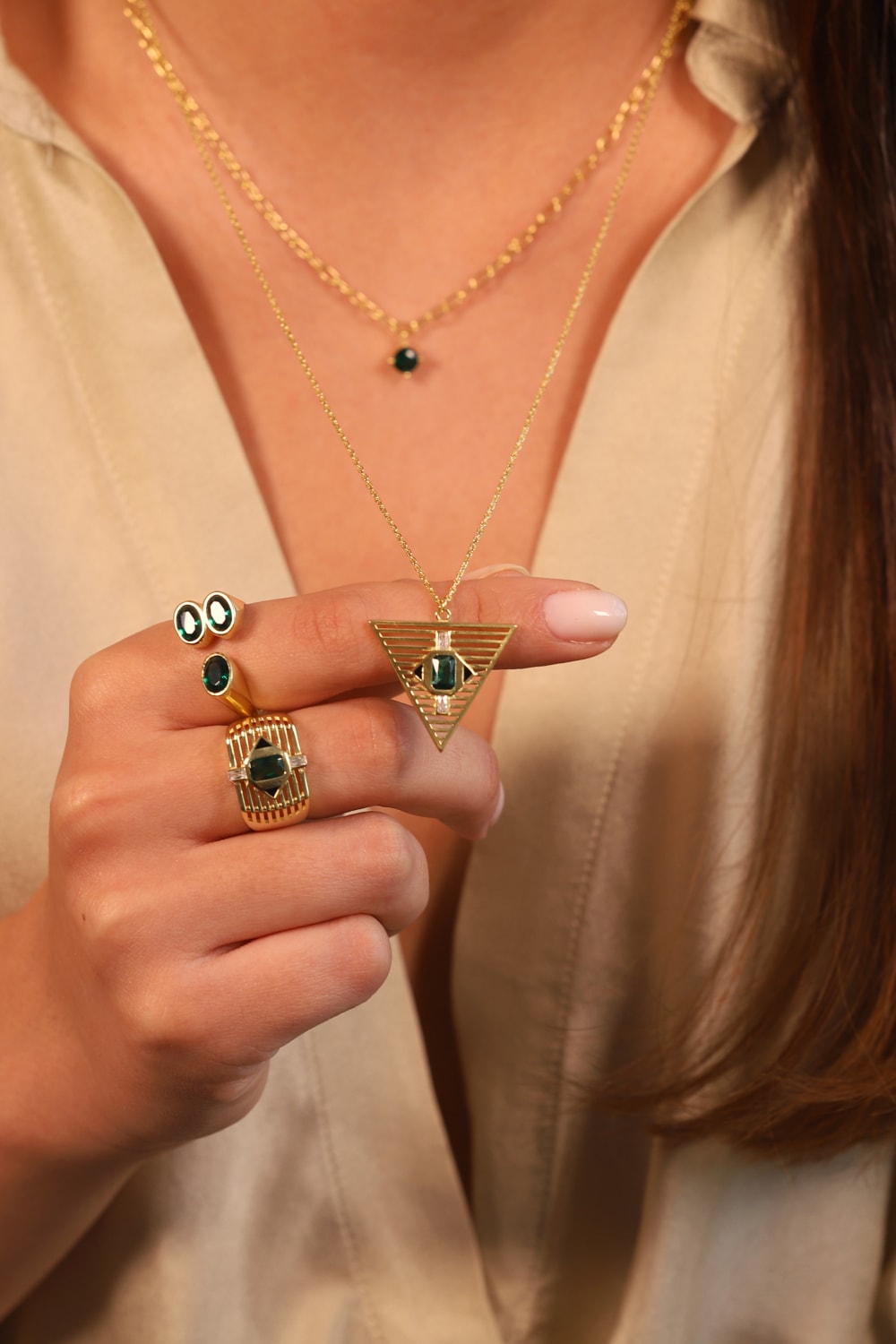 Pia&Co-Tiga Taşlı Mineli Kafes Kolye-Kolye-6-Milagron.com