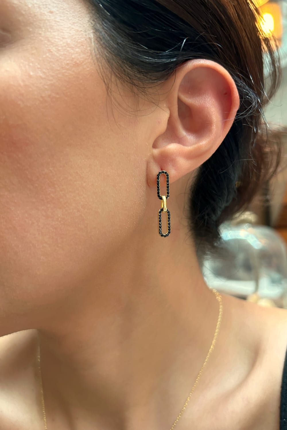 Pia&Co-Tore Taşlı Zincir Gümüş Küpe-Küpe-3-Milagron.com