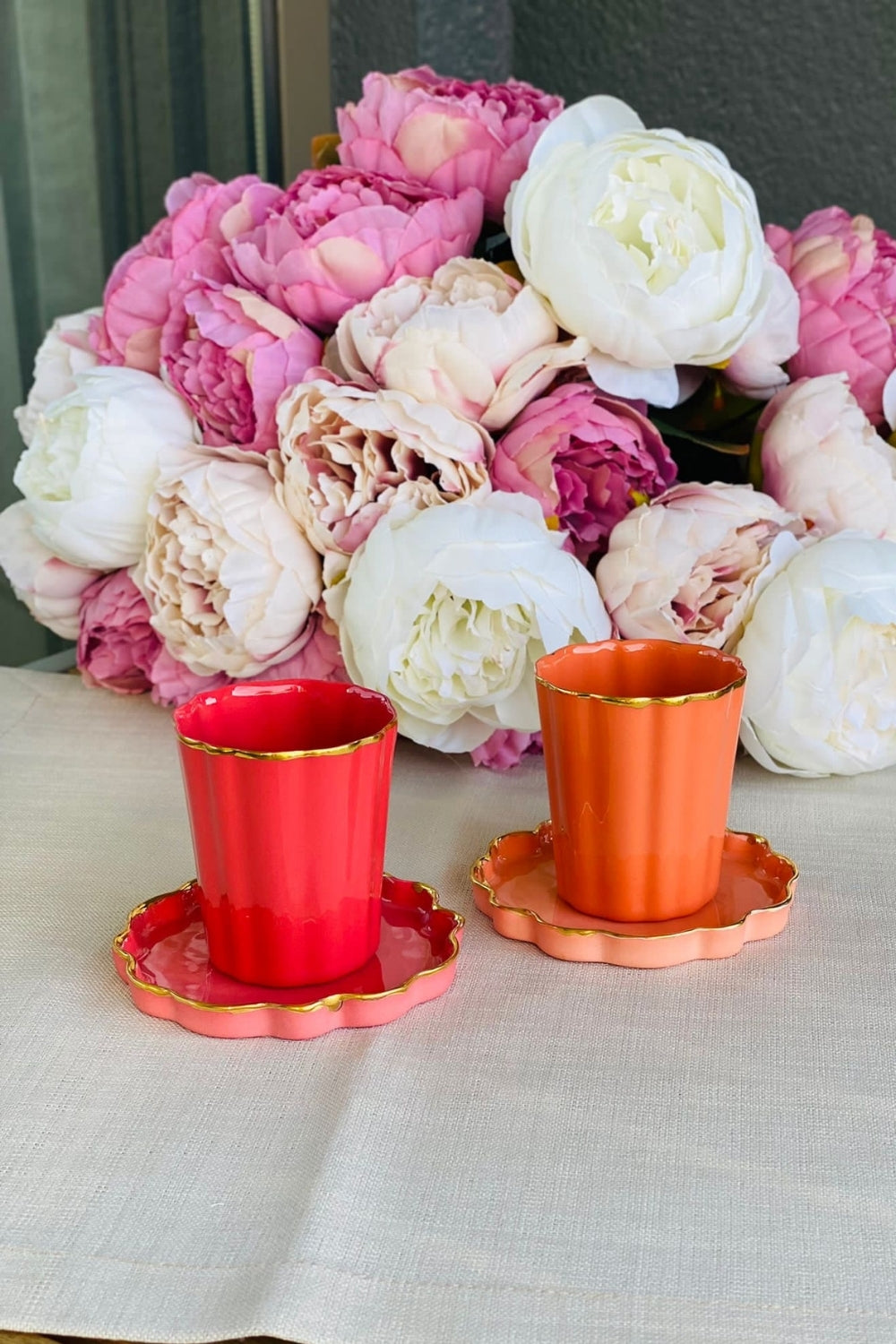 Flower Mini Kahve Bardağı ve Tabağı - 1