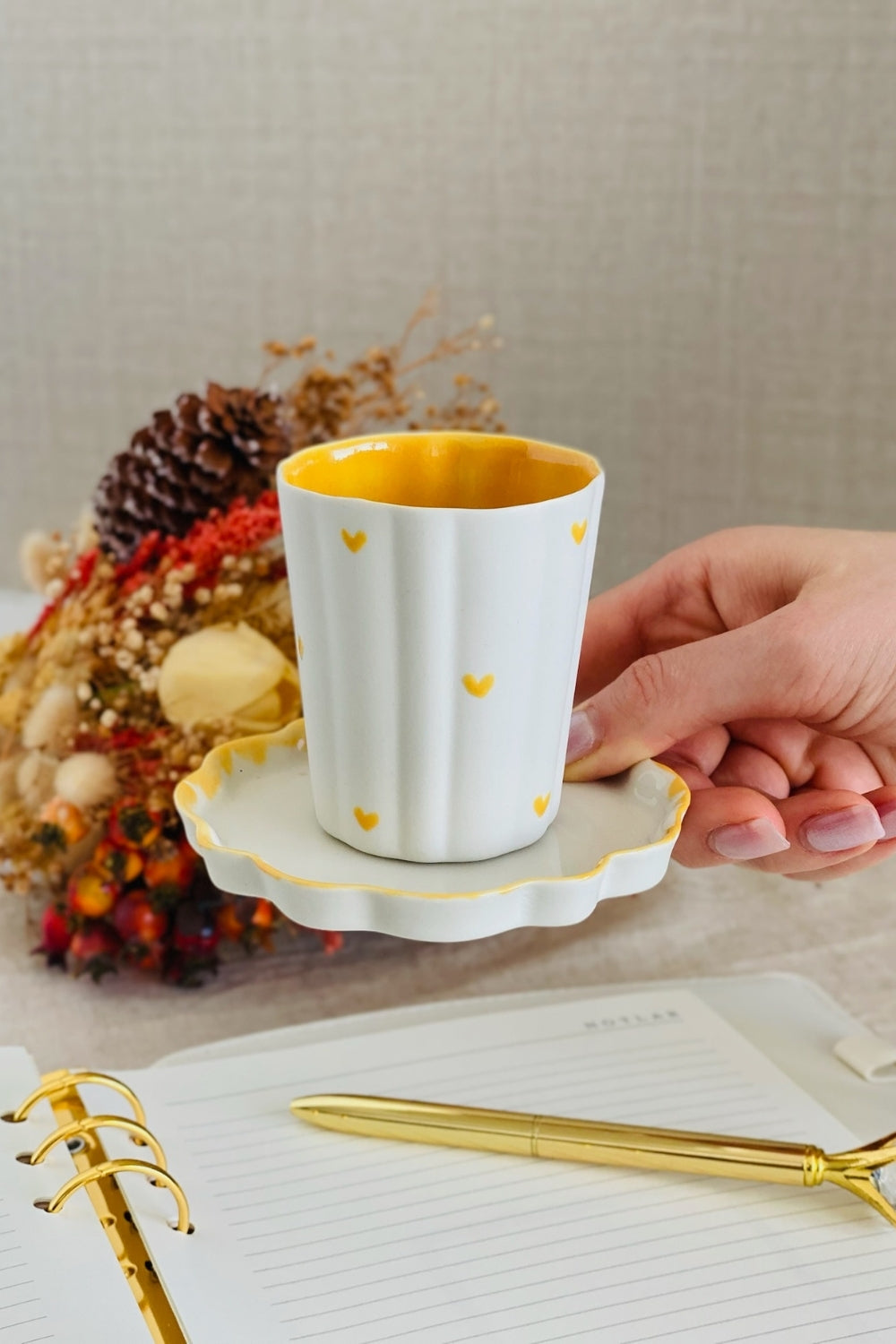 Flower Mini Kahve Bardağı ve Tabağı - 1