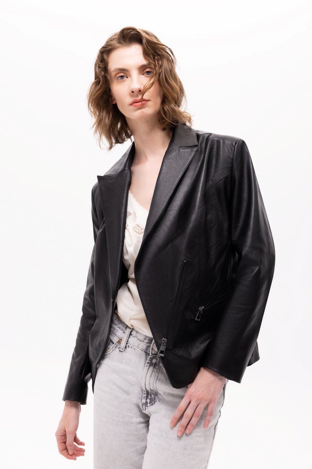 Pica Noir-Sirene Deri Blazer Ceket-Deri Mont-1-Milagron.com