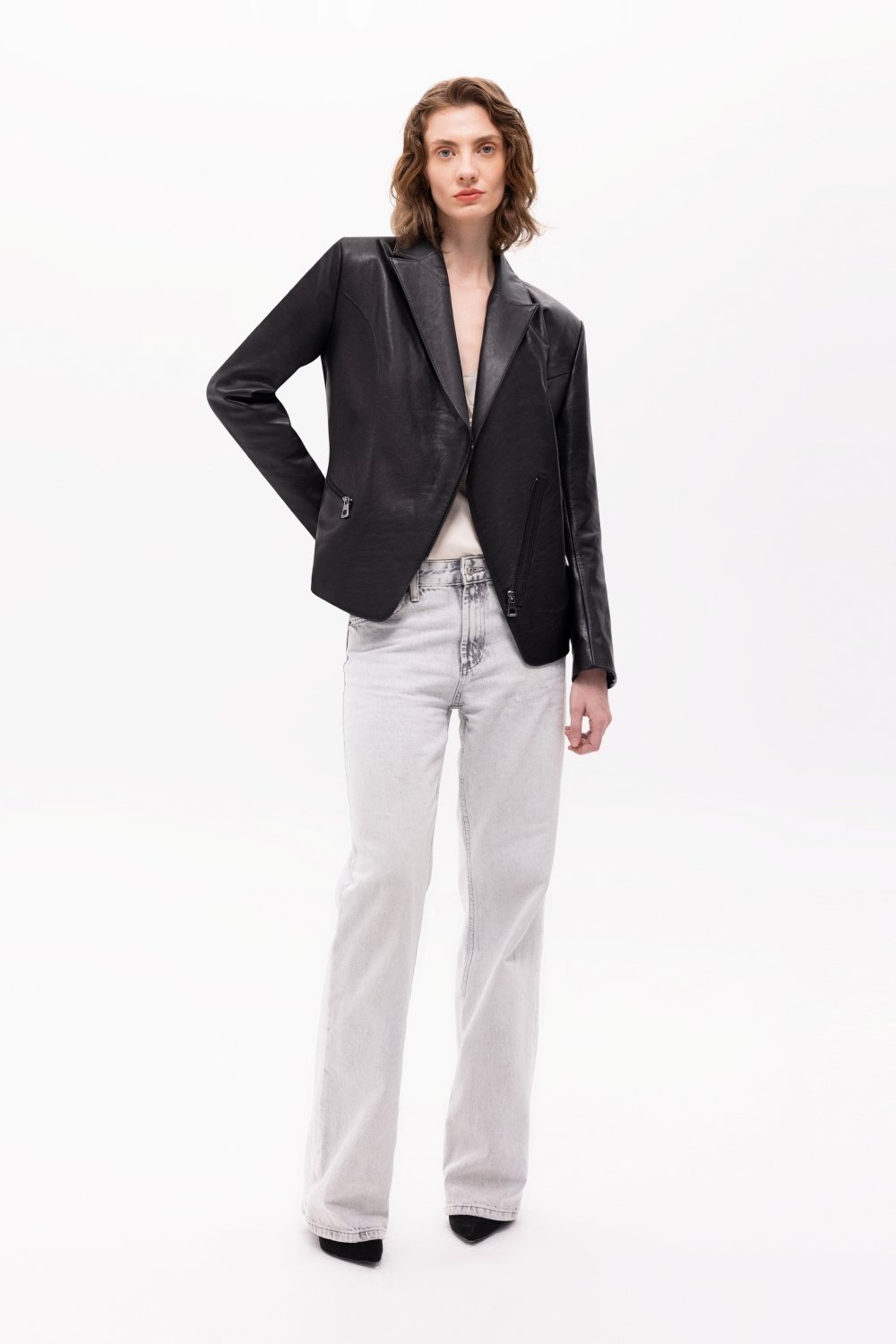 Pica Noir-Sirene Deri Blazer Ceket-Deri Mont-2-Milagron.com