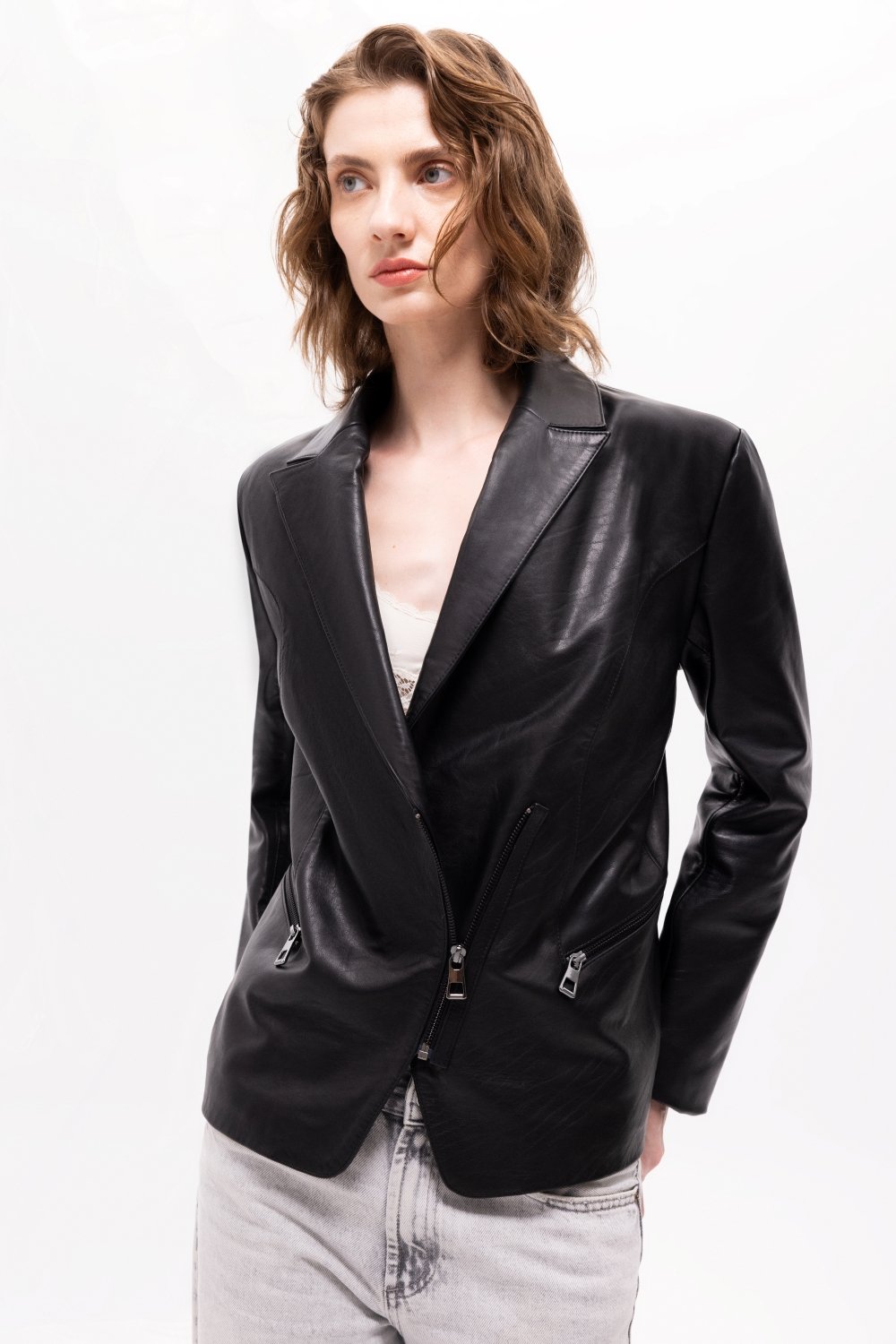 Pica Noir-Sirene Deri Blazer Ceket-Deri Mont-3-Milagron.com