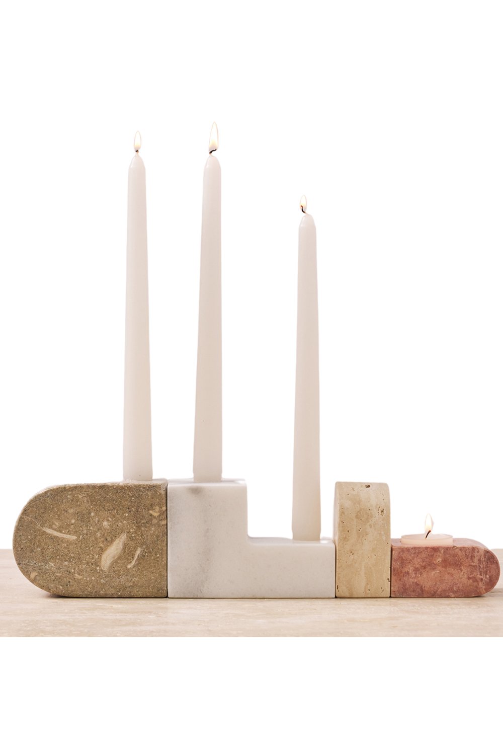 Pietra Collection-Candela Traverten&mermer Şamdan & Tealight Mumluk 4'lü-Kolonya-2-Milagron.com