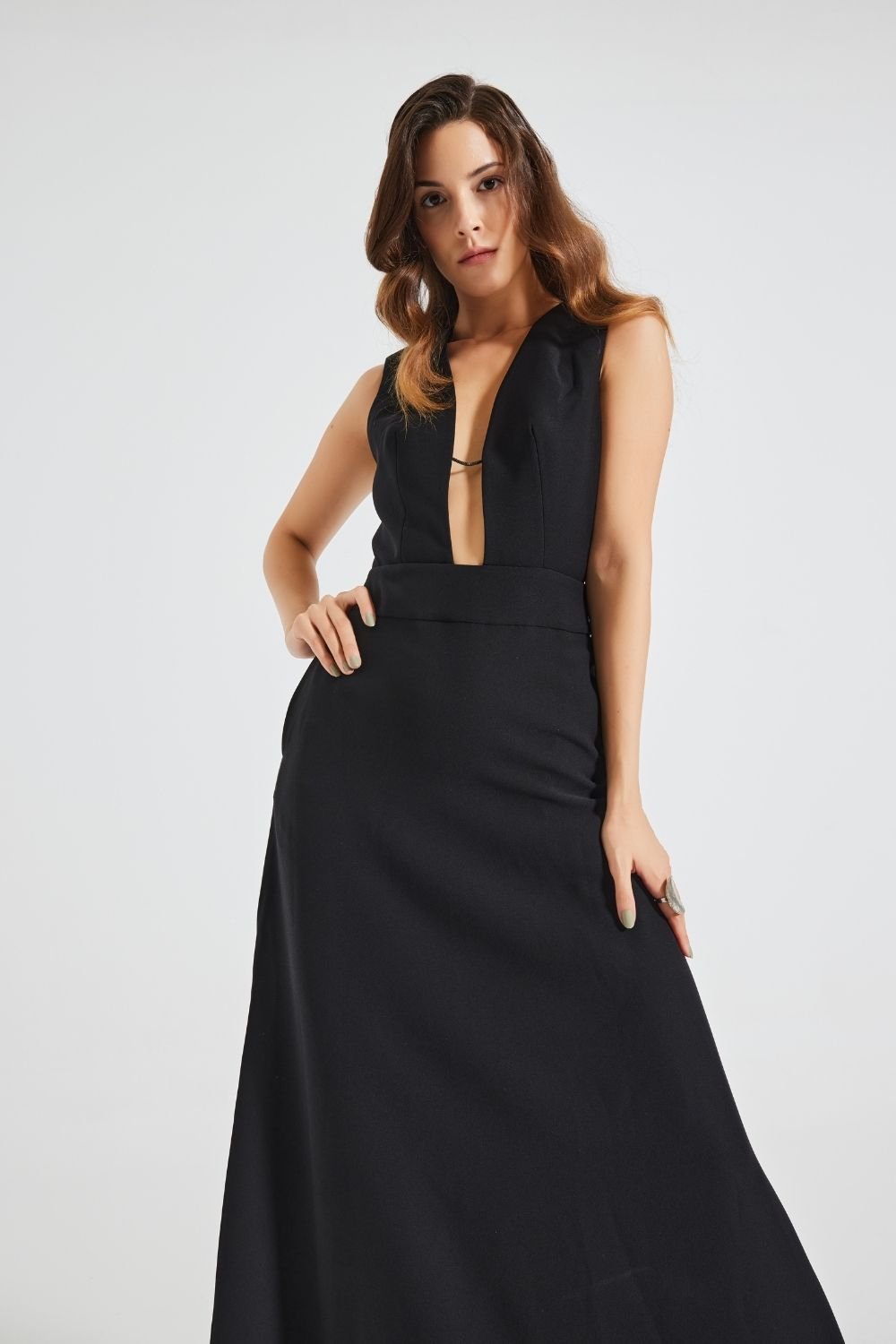 Pines-Delphine Black Dress-Elbise-1-Milagron.com