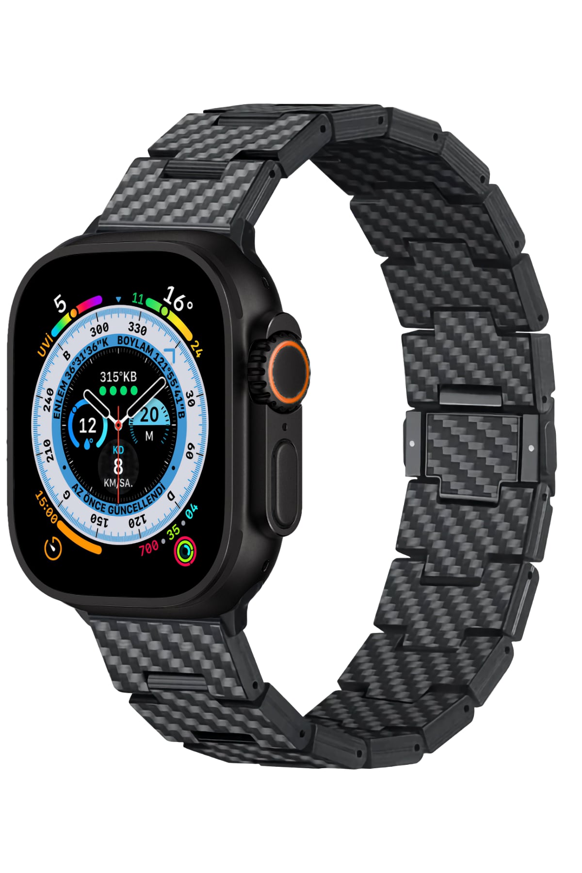 Apple Watch / Ultra Uyumlu Karbon Fiber Kordon Retro