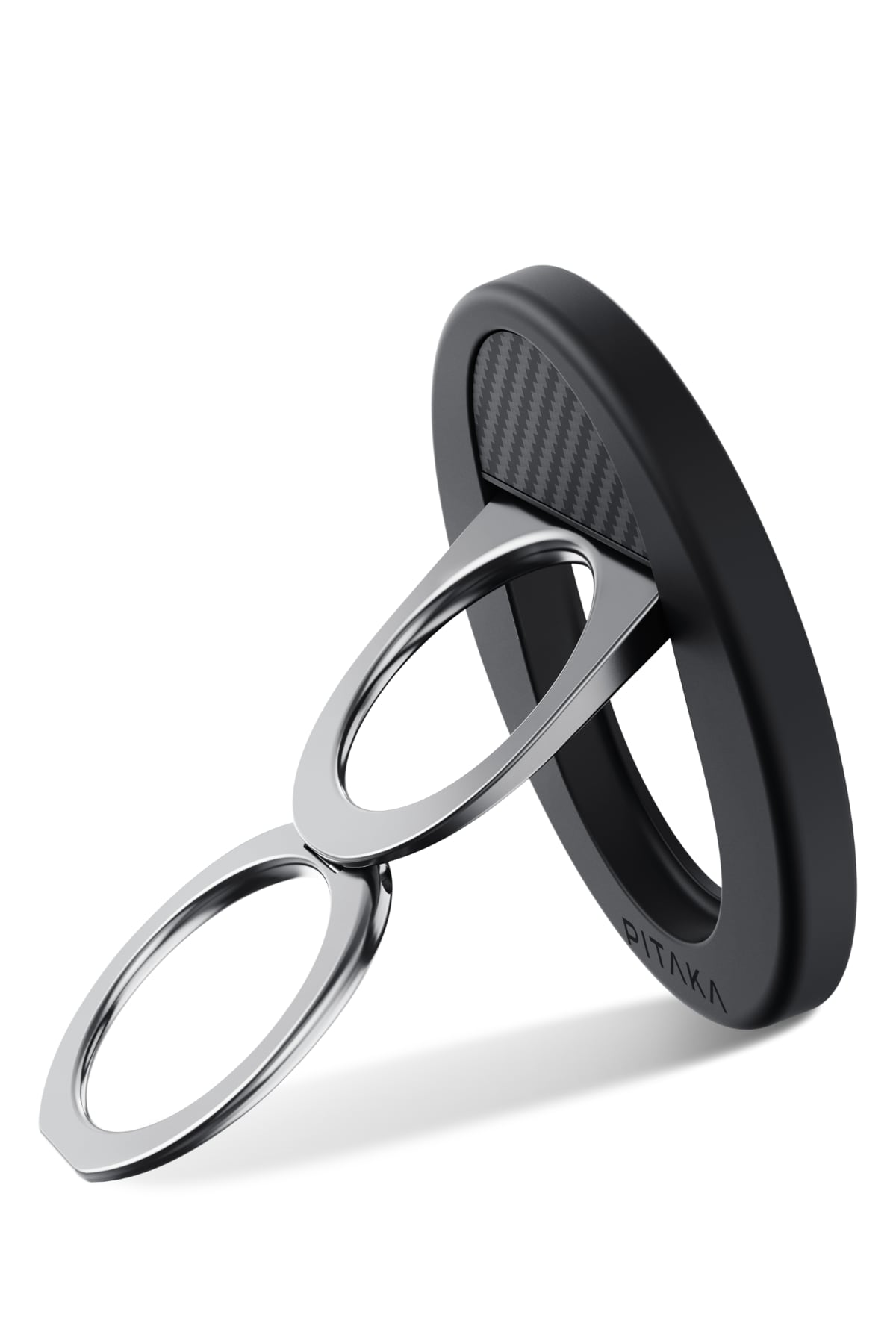 Aramid Fiber 600D Magez Grip 3 Magsafe Magnetik Ring Stand Telefon Tutucu Siyah
