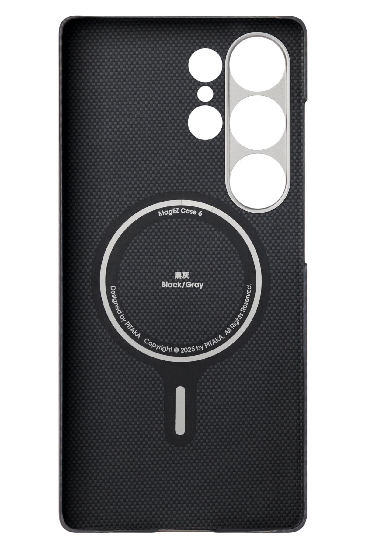 Ultra Slim Galaxy S25 Ultra Kılıf Magsafe Uyumlu 600D Aramid Fiber Black-Grey Twill