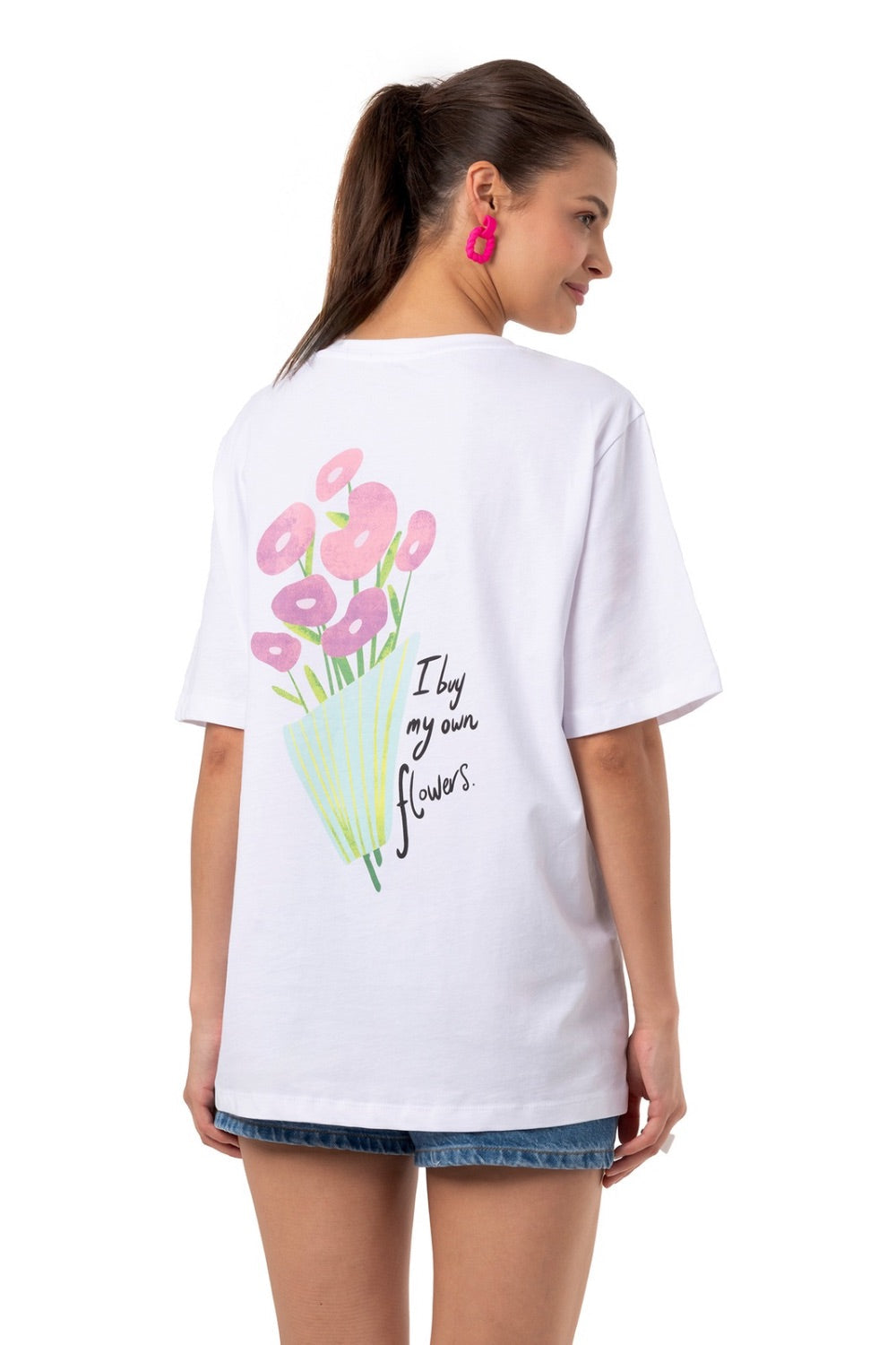 Be Happy Overisize Beyaz T-shirt - 1