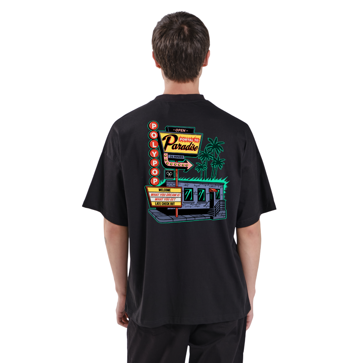 Polypop Portal To Paradise Siyah Unisex T-Shirt