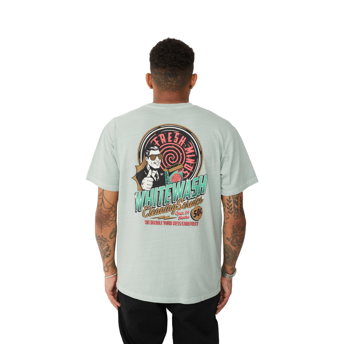 Whitewash Pale Green Regular Fit T-Shirt - 0