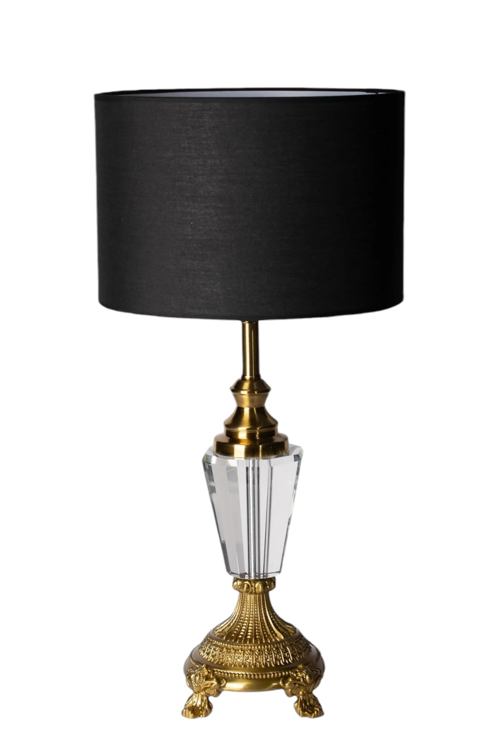 Ponet Maison-Classic Siyah Başlıklı Kristal Detaylı Pirinç Abajur-Dekoratif Aydınlatma-1-Milagron.com