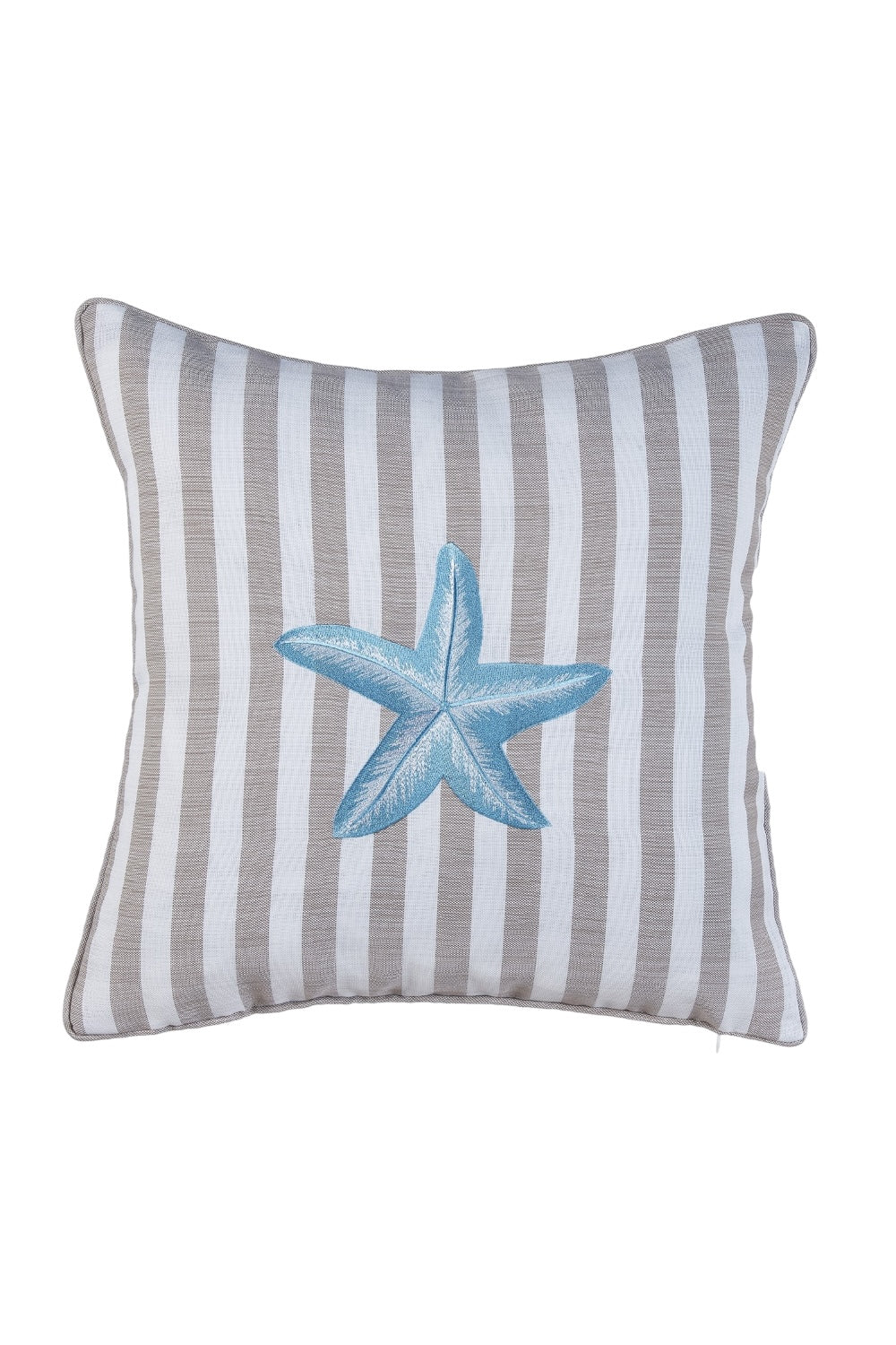 Ponet Maison-Ocean Serisi Turkuaz&keten Çizgili Deniz Yıldızı Desenli Keten Kırlent-Kırlent-1-Milagron.com