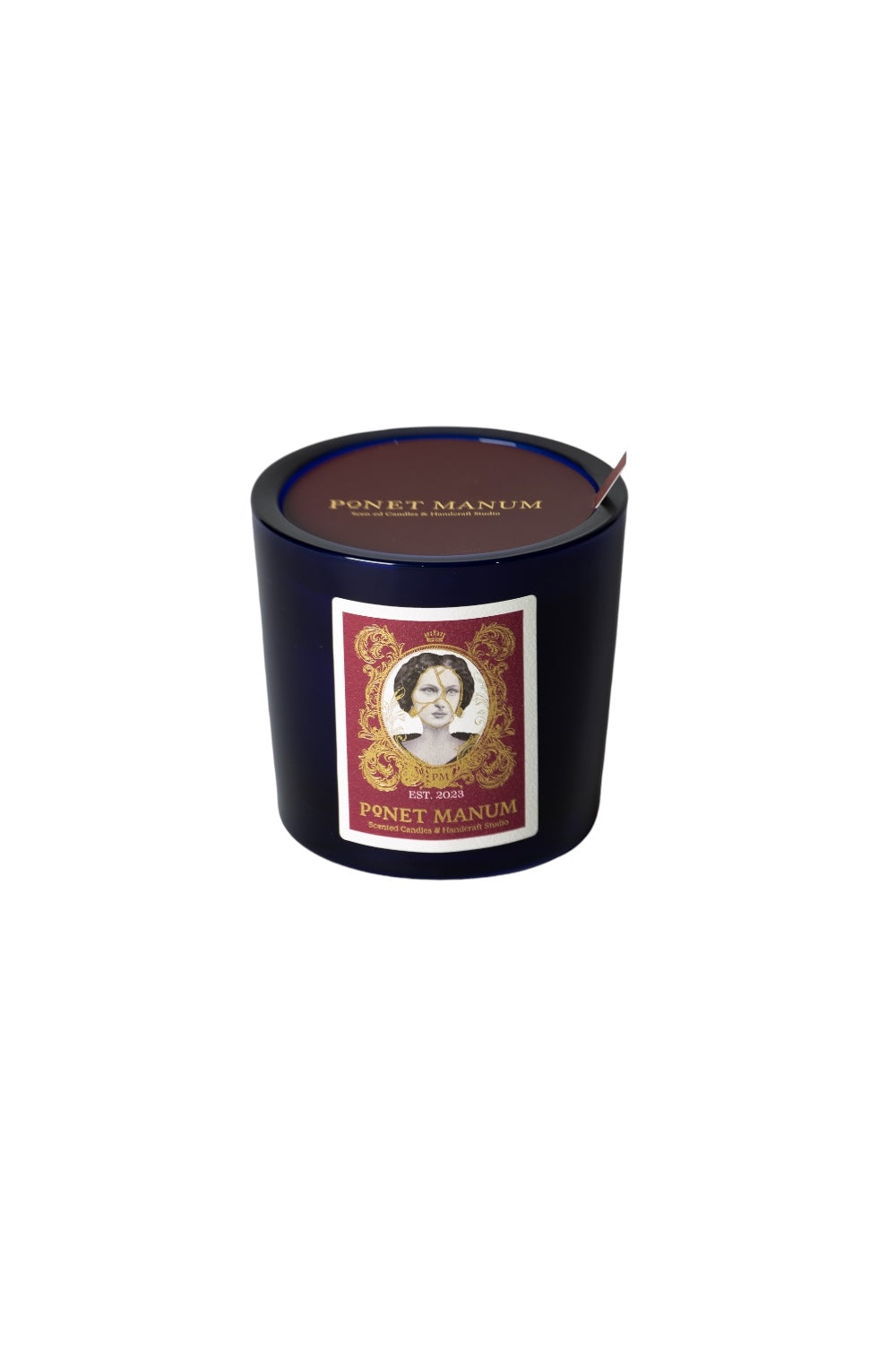 Ponet Maison-Ponet Manum '' Fig & Sandalwood '' Lacivert Küçük Boy Cam Mum-Mumluk & Şamdan-1-Milagron.com