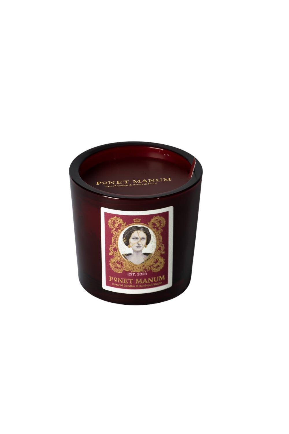 Ponet Maison-Ponet Manum '' Oud & Leather '' Bordo Küçük Boy Cam Mum-Mumluk & Şamdan-1-Milagron.com