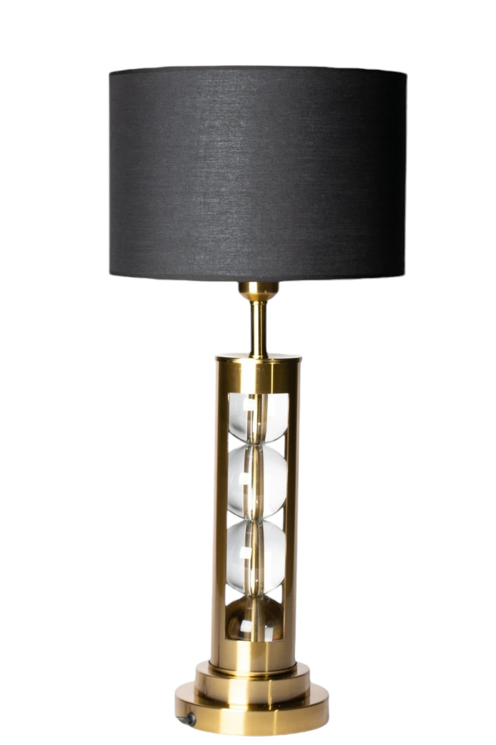 Ponet Maison-Siyah Başlıklı Cam Küre Detaylı Pirinç Abajur-Dekoratif Aydınlatma-1-Milagron.com