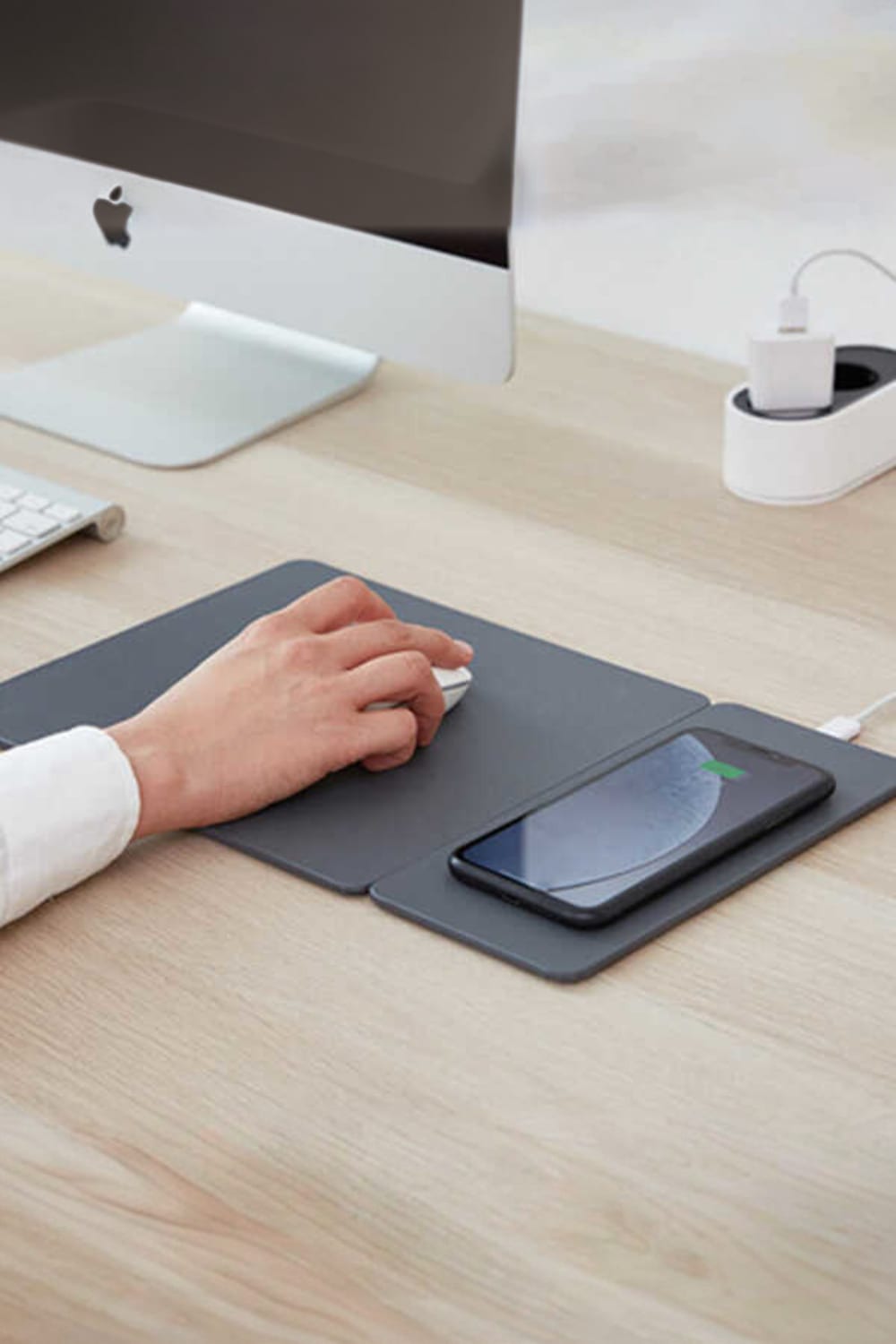 Pout-3 Split Dusty Gray Wireless Şarjlı Mouse Pad-Mouse Pad-2-Milagron.com