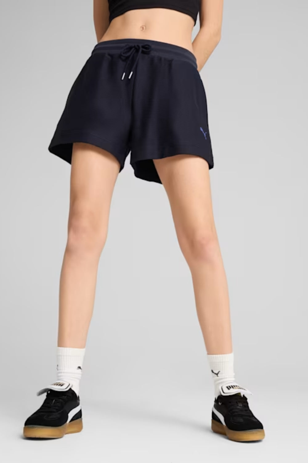 Puma-PREMIUM ESS A-Line Shorts 4 Jacquard New Navy-Şort-4-Milagron.com