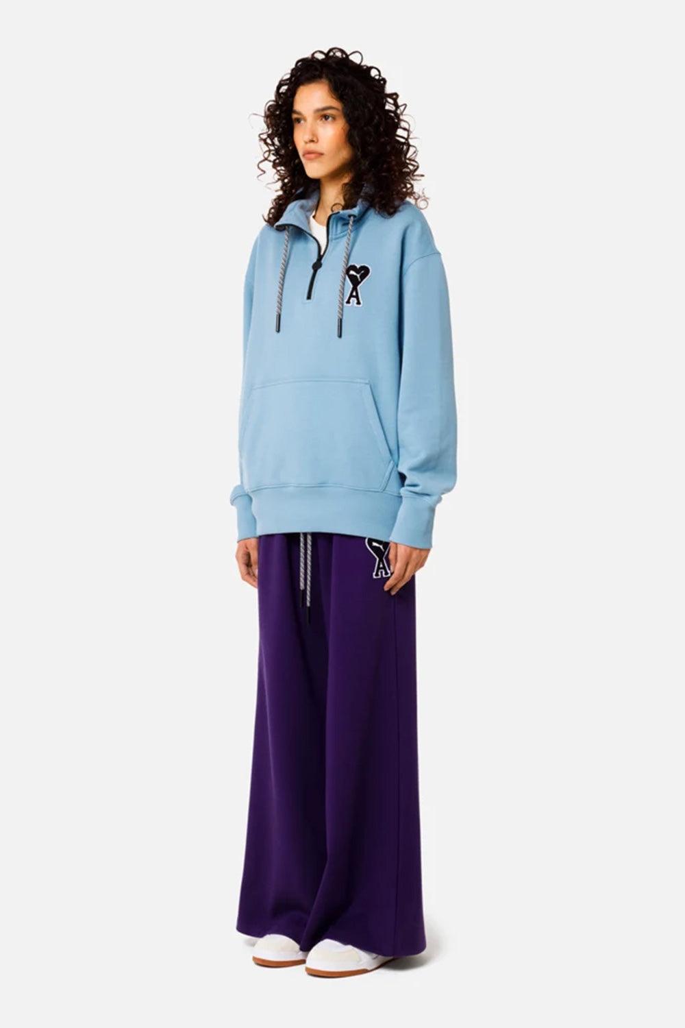 Puma-PUMA x AMI Half-Zip Sweatshirt Faded Denim-Sweatshirts & Hoodies-5-Milagron.com