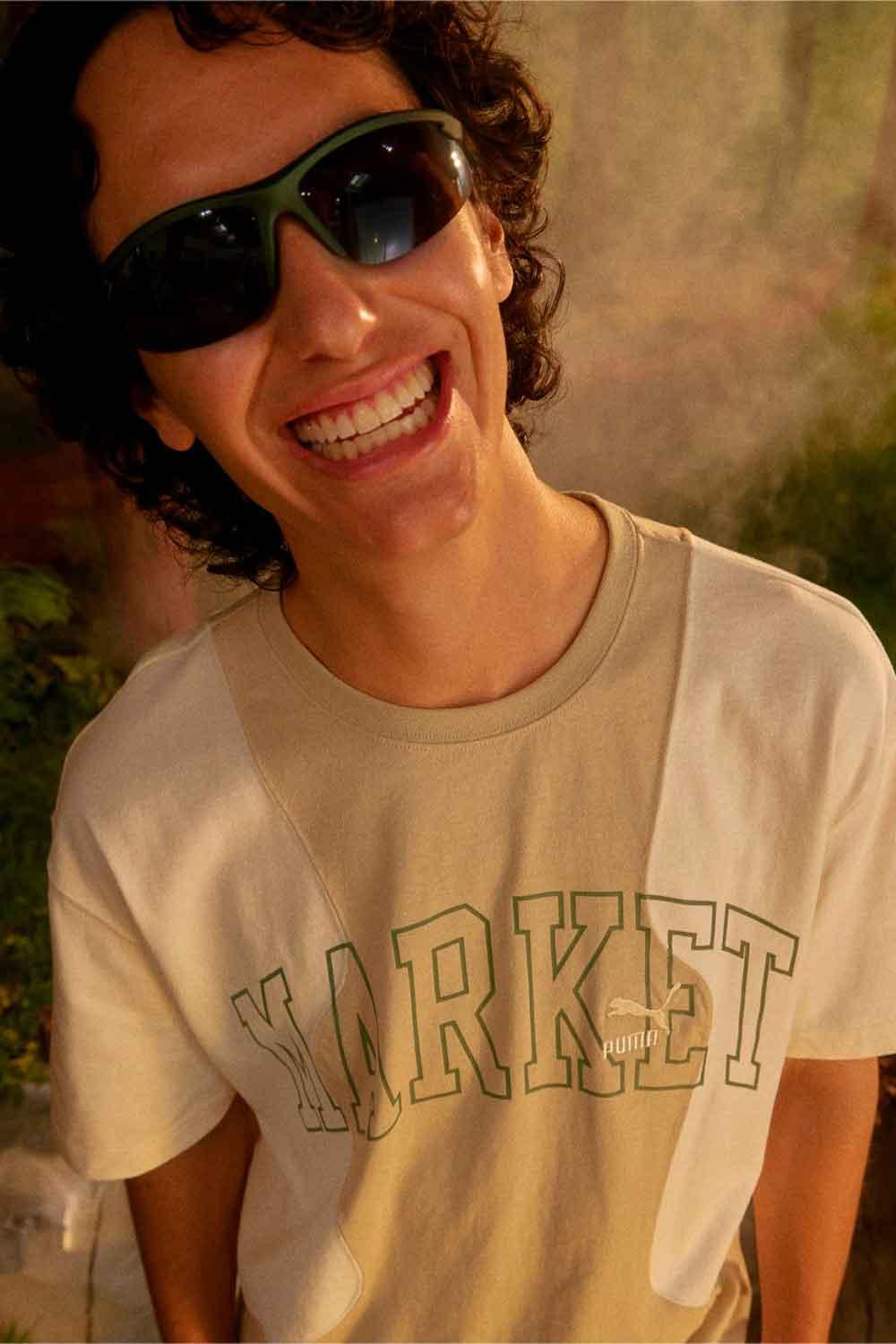 Puma-PUMA x MARKET Relaxed Logo Tee Putty-T-Shirts-2-Milagron.com