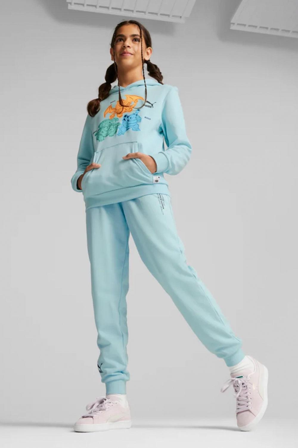 Puma-PUMA x POKEMON Hoodie TR Kids Light Aqua-Sweatshirts & Hoodies-1-Milagron.com