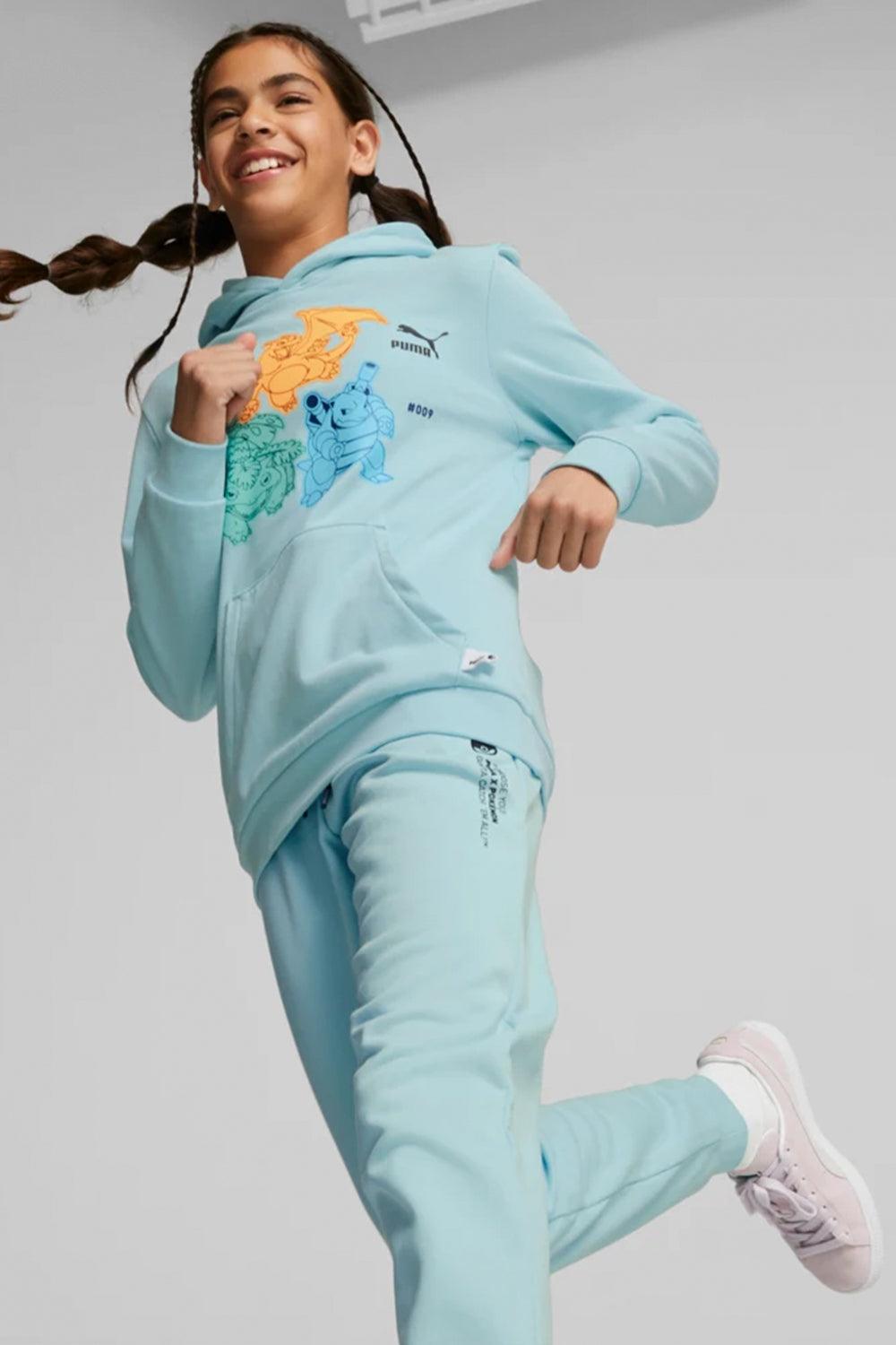 Puma-PUMA x POKEMON Hoodie TR Kids Light Aqua-Sweatshirts & Hoodies-3-Milagron.com