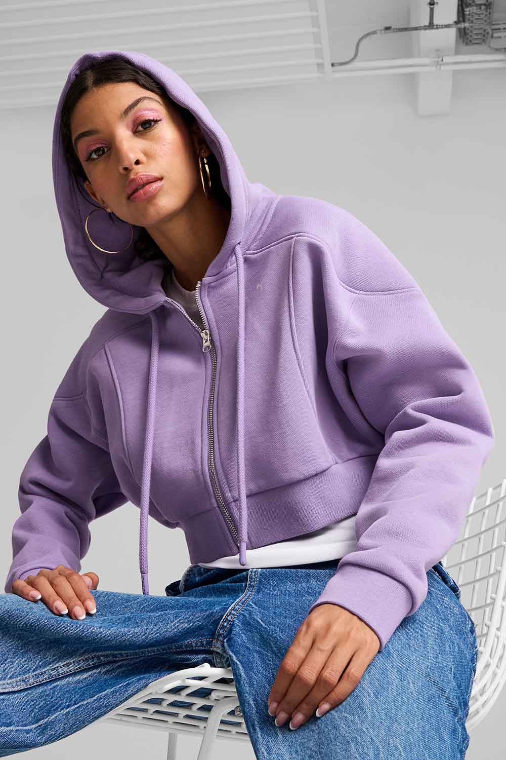 Puma-THE FAST RACE FZ Hoodie Lavender Alert-Sweatshirts & Hoodies-2-Milagron.com