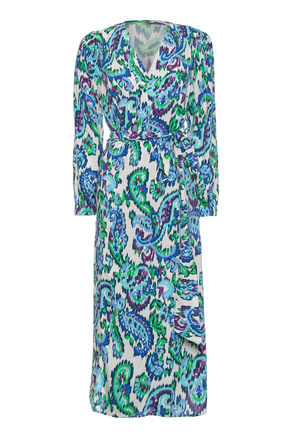 Pure Paris-Aqualis Belden Bağlamalı Elbise - Turkuaz-Elbise-1-Milagron.com