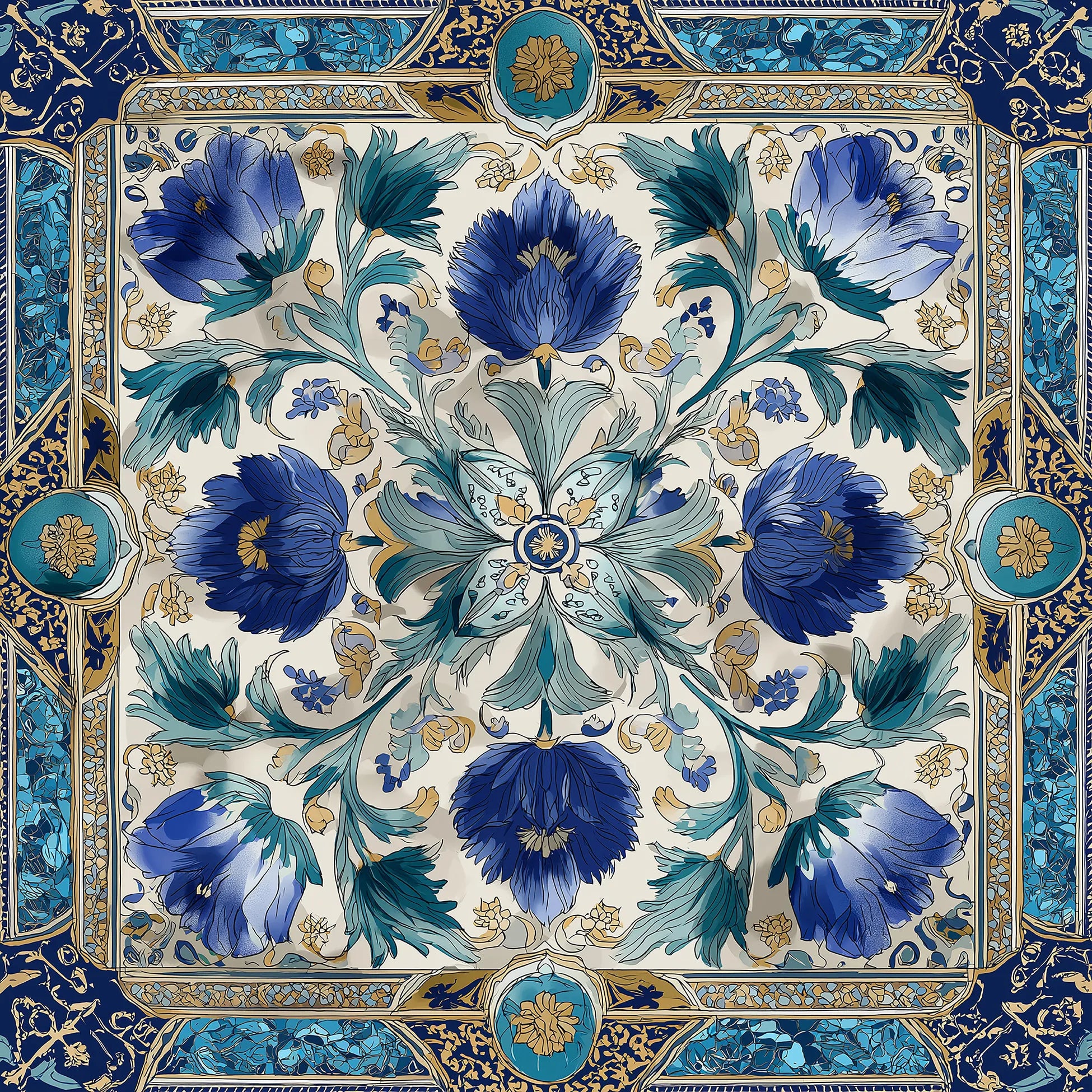 Bleu d’Anatolie İpek Fular