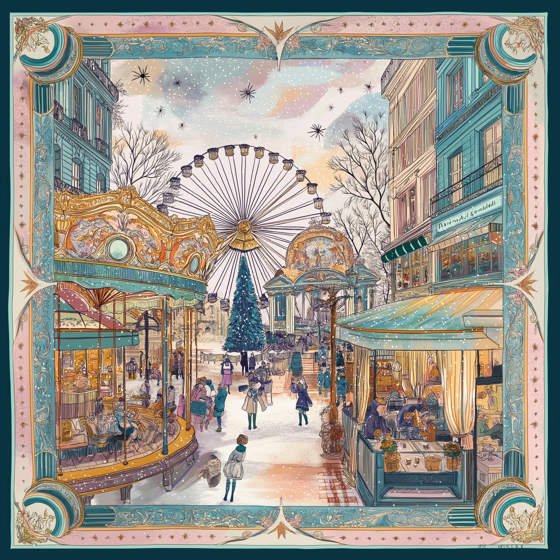 Carrousel de Noël İpek Fular