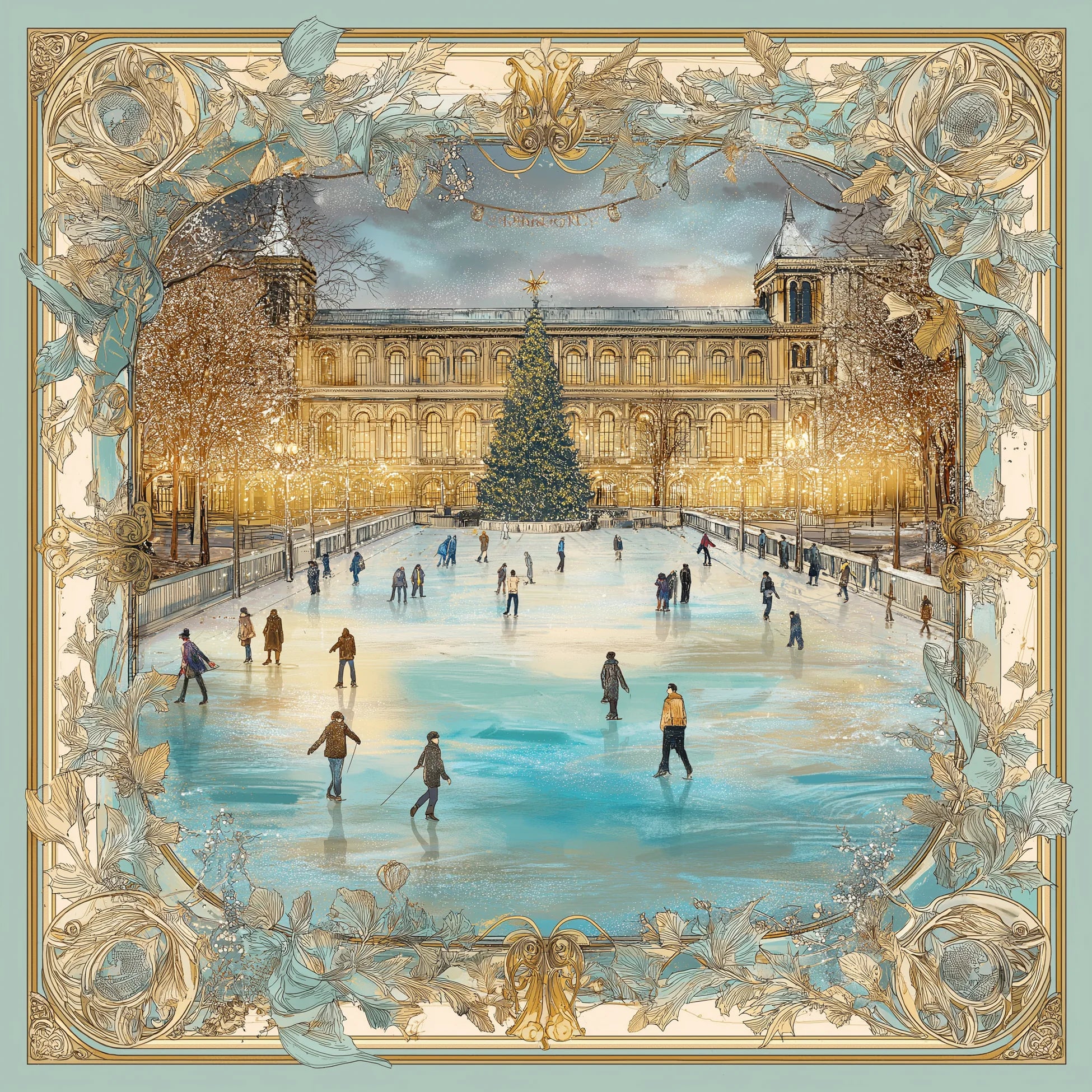 Christmas Skating İpek Fular