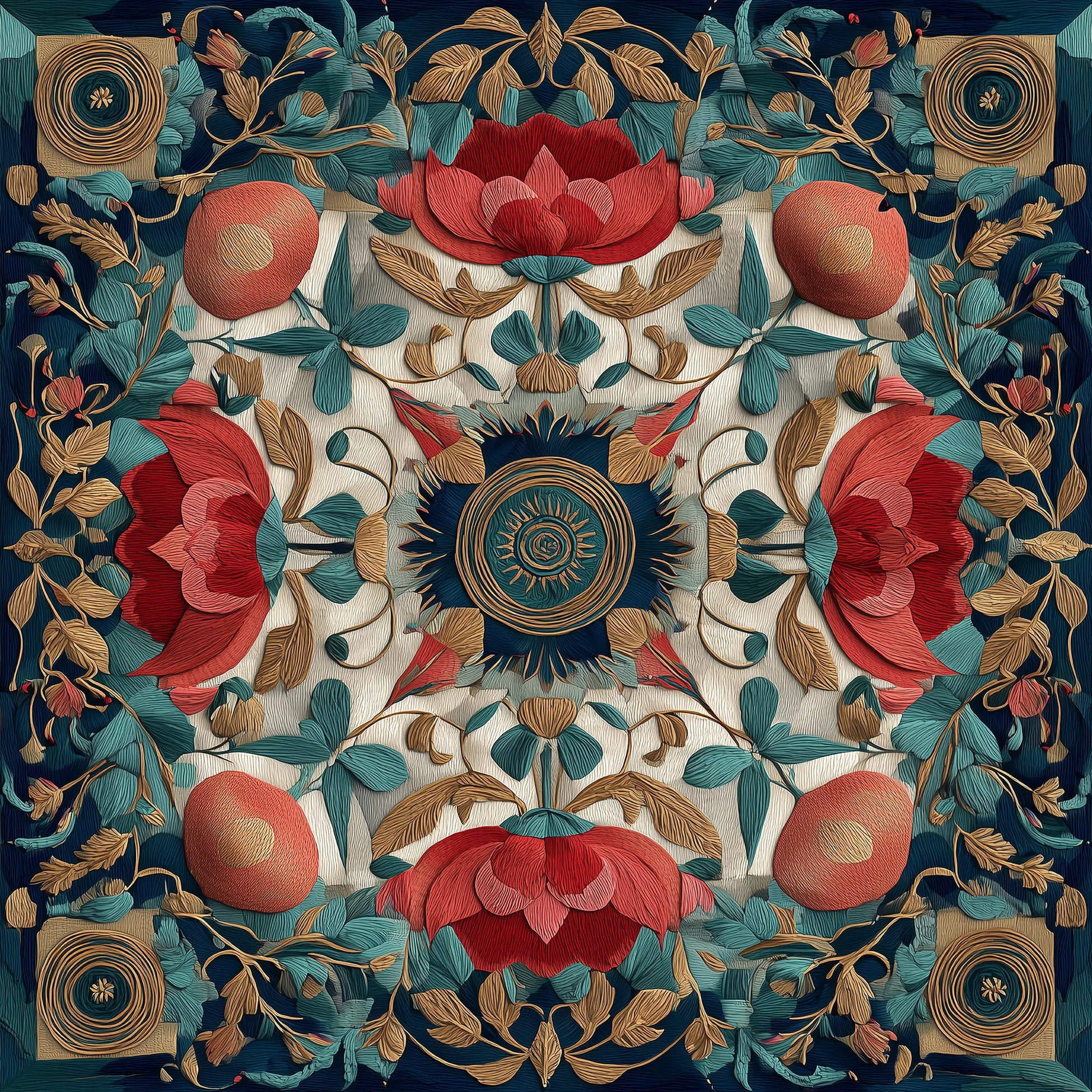 Coral Suzani İpek Fular