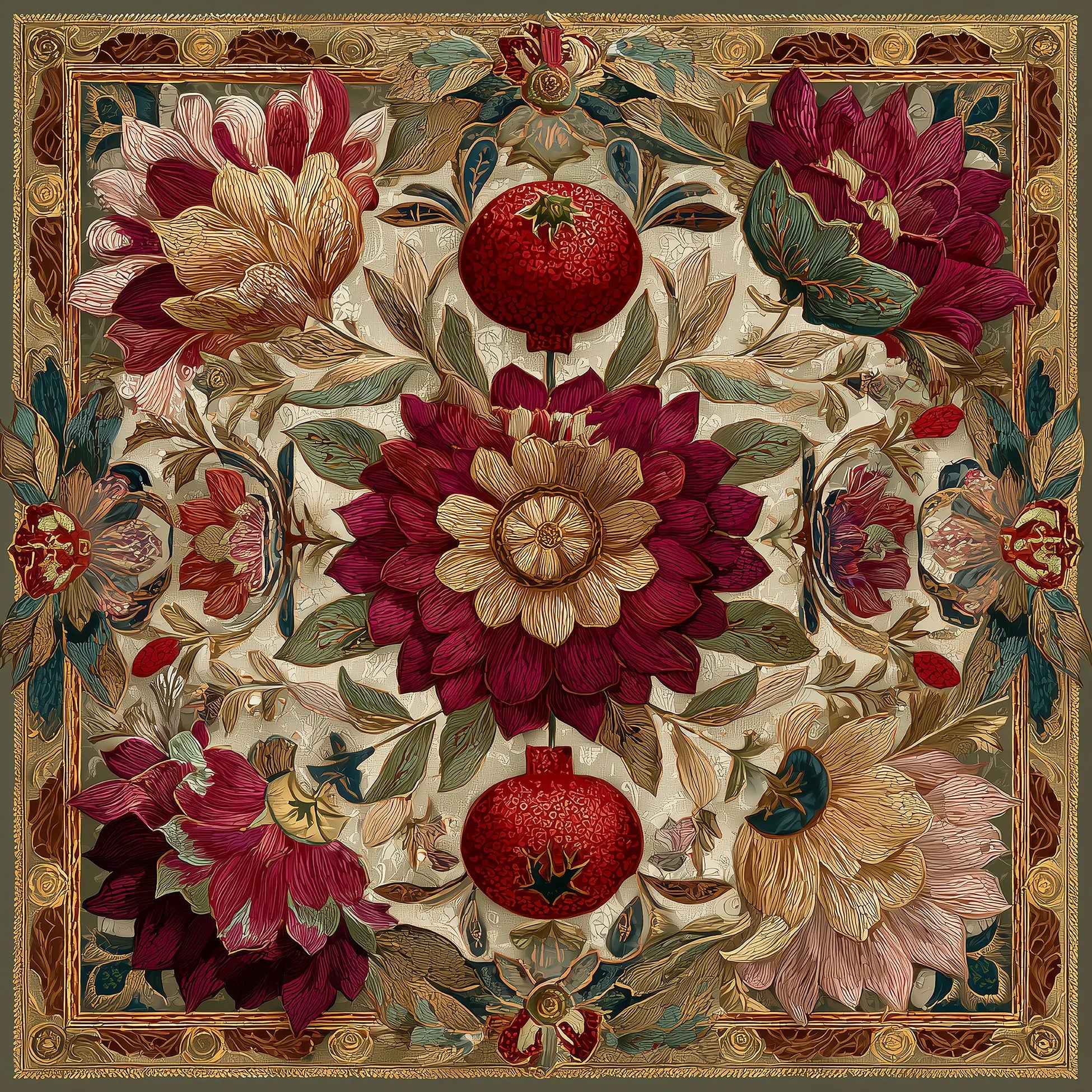 Golden Garnet İpek Fular