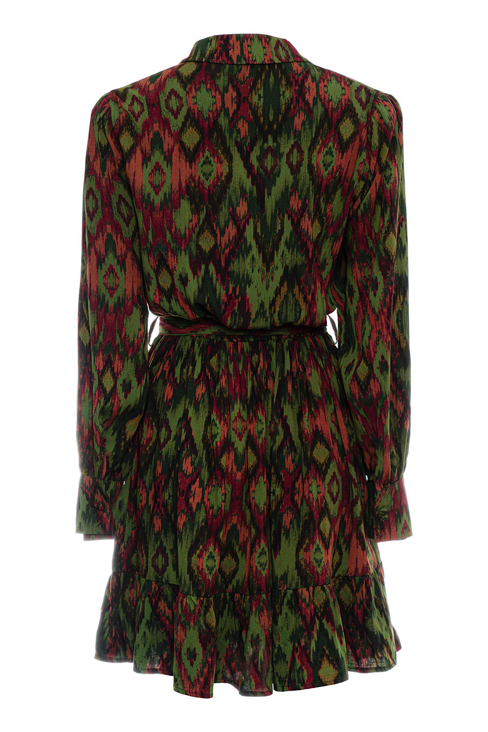 Pure Paris-İkat Mini Elbise - Haki-Elbise-2-Milagron.com