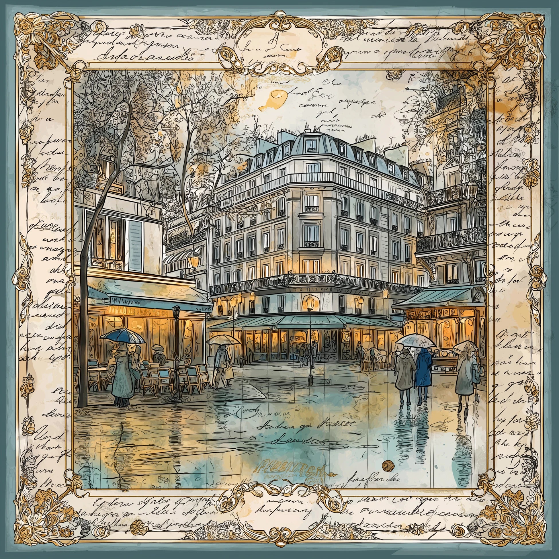 La Rue Romantique de Paris İpek Fular