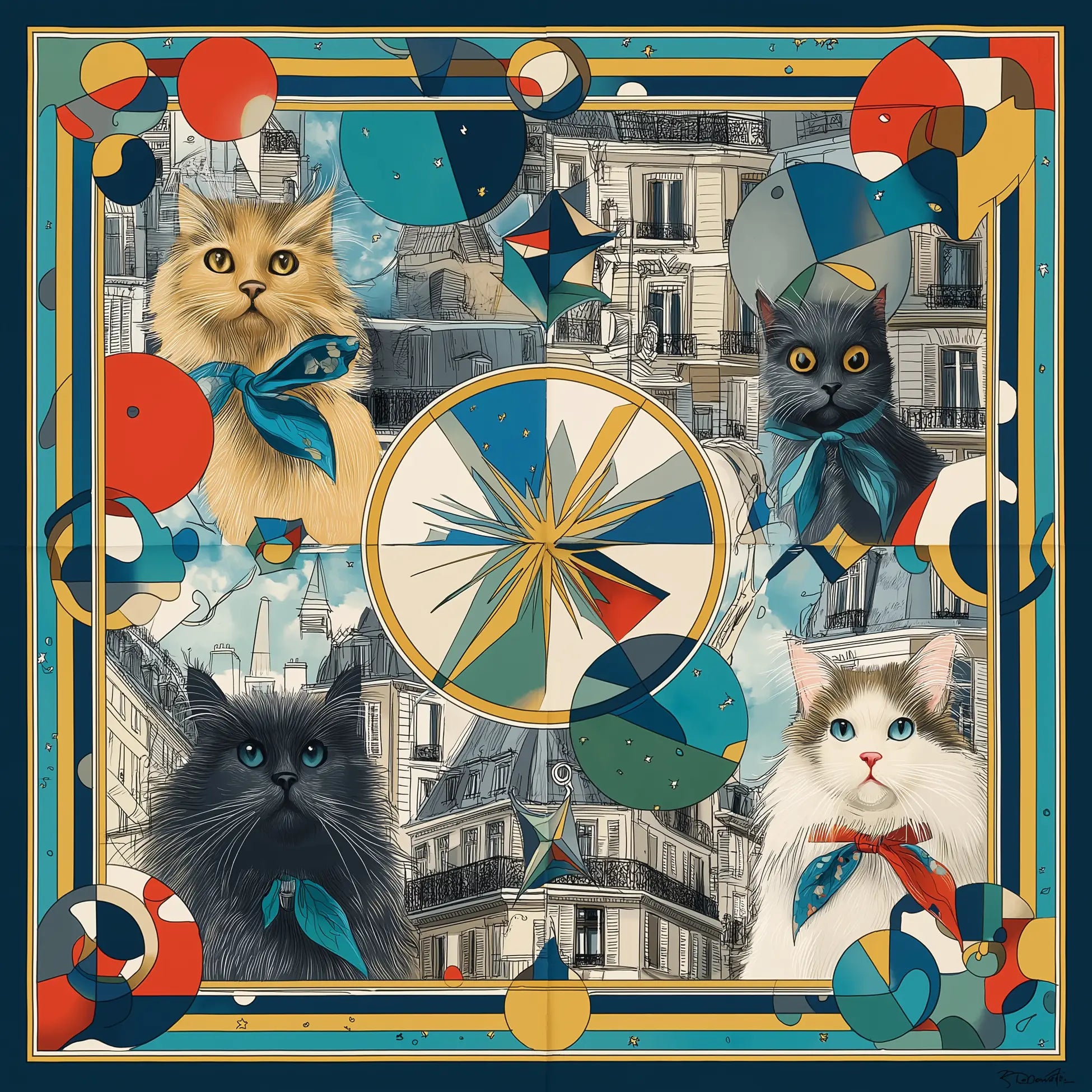 Pure Paris-Le Cirque Des Chats İpek Fular-Şal & Fular-1-Milagron.com
