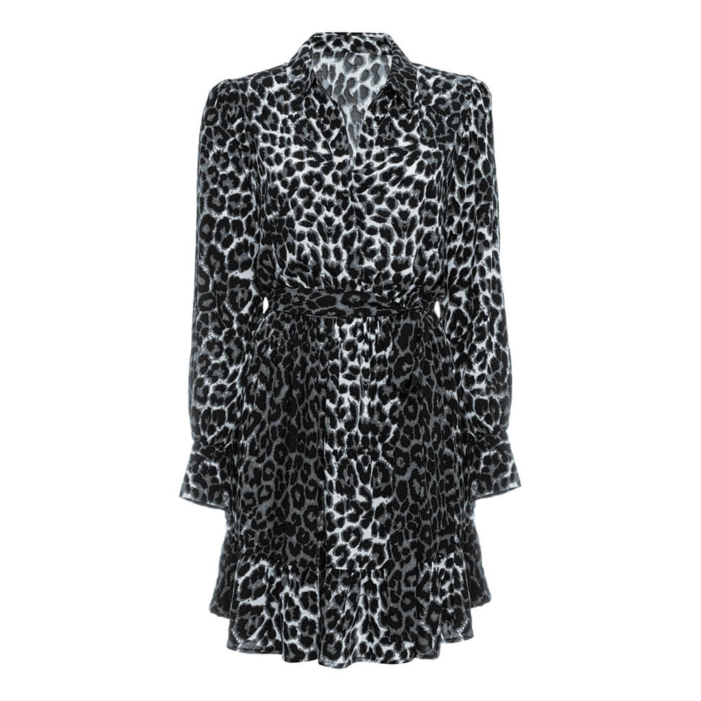 Pure Paris-Leopar Fırfırlı Mini Elbise-Elbise-4-Milagron.com