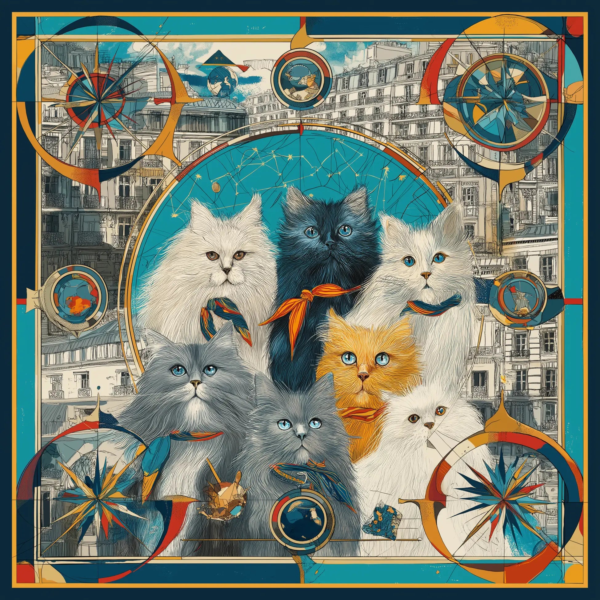 Les Chats Parisiens İpek Fular