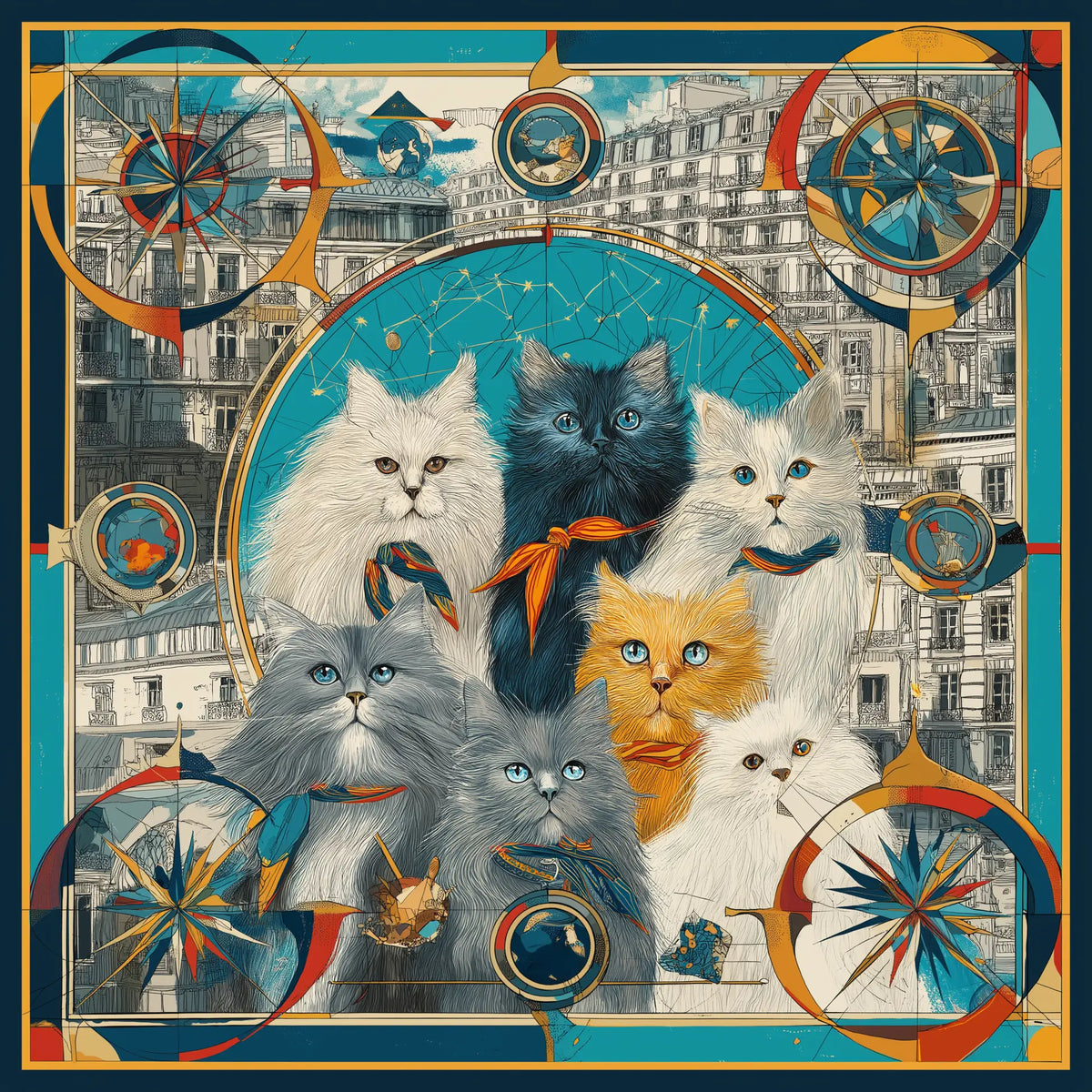 Pure Paris-Les Chats Parisiens İpek Fular-Şal & Fular-1-Milagron.com