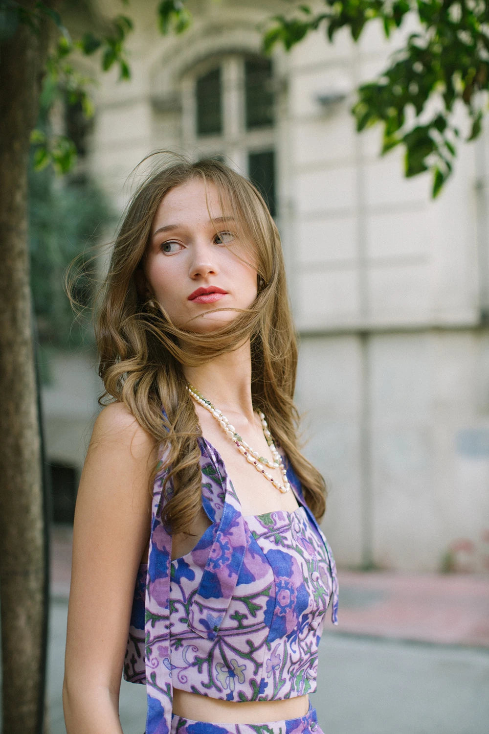 Mor Suzani Büstiyer ve Midi Etek Takım