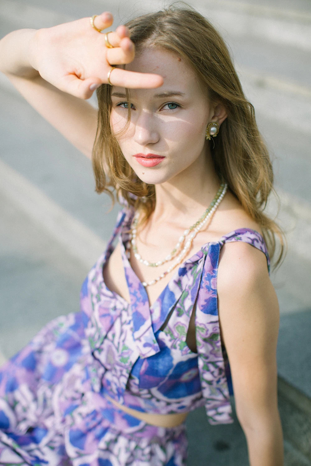 Mor Suzani Büstiyer ve Midi Etek Takım