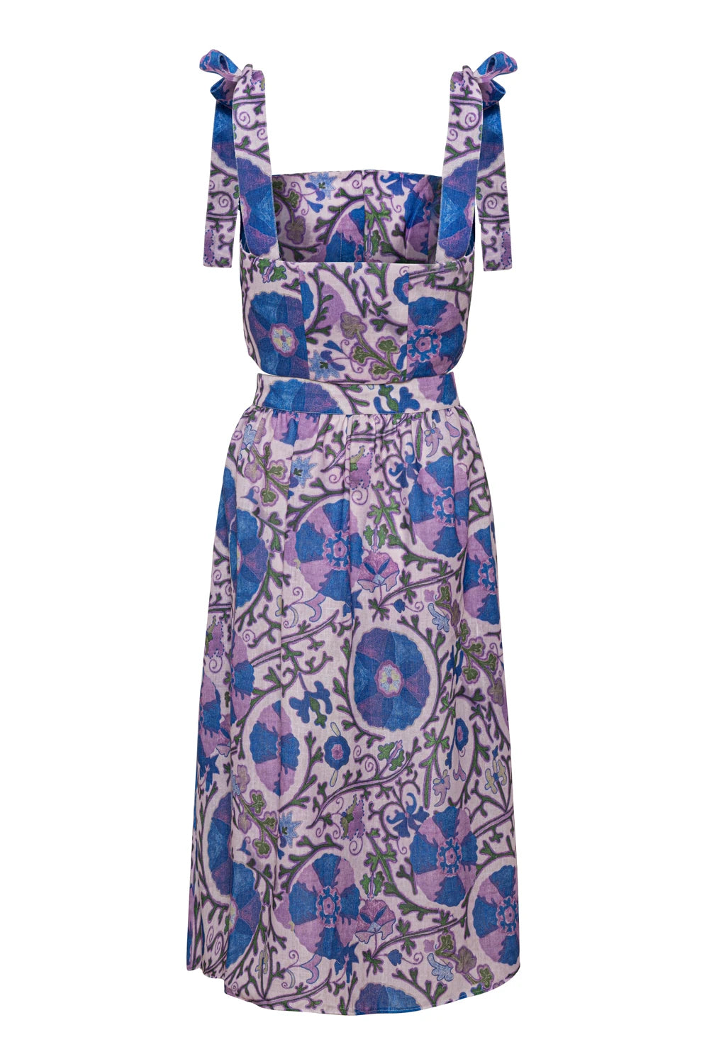 Mor Suzani Büstiyer ve Midi Etek Takım