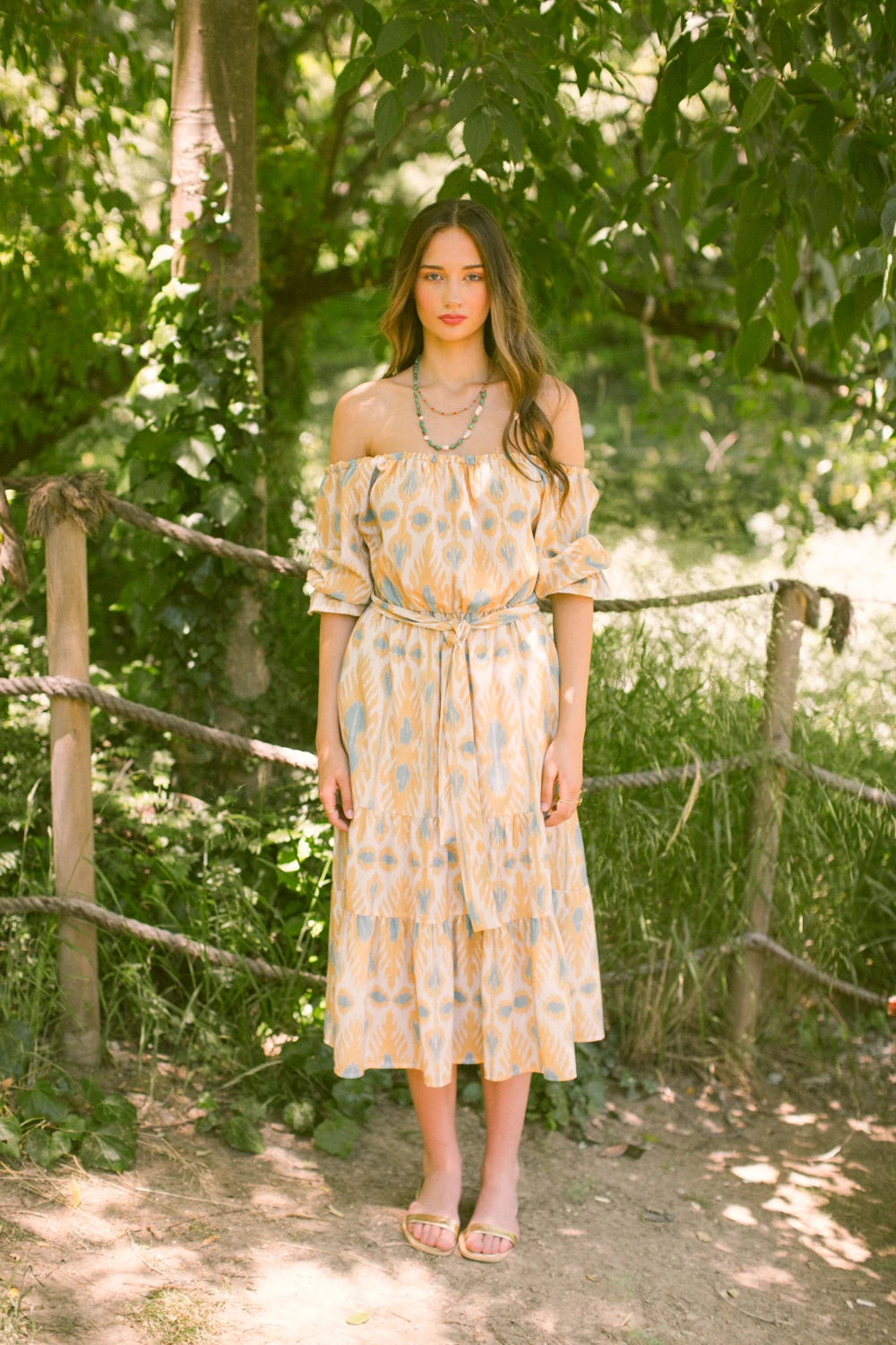 Patmos Düşük Omuzlu Keten Elbise