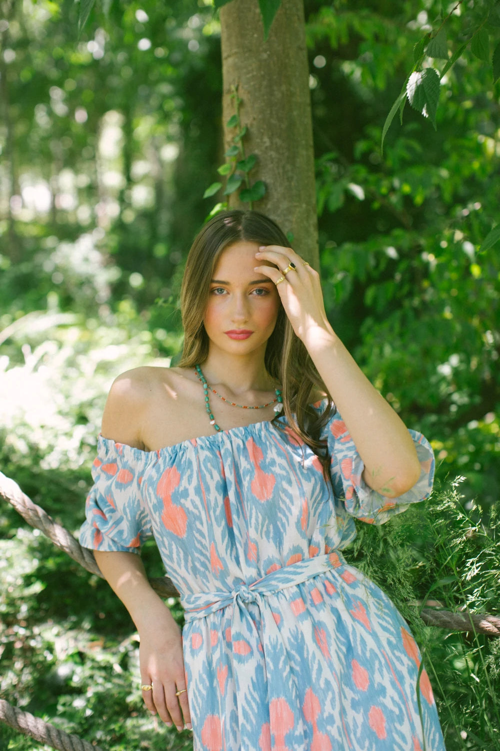 Patmos Düşük Omuzlu Keten Elbise