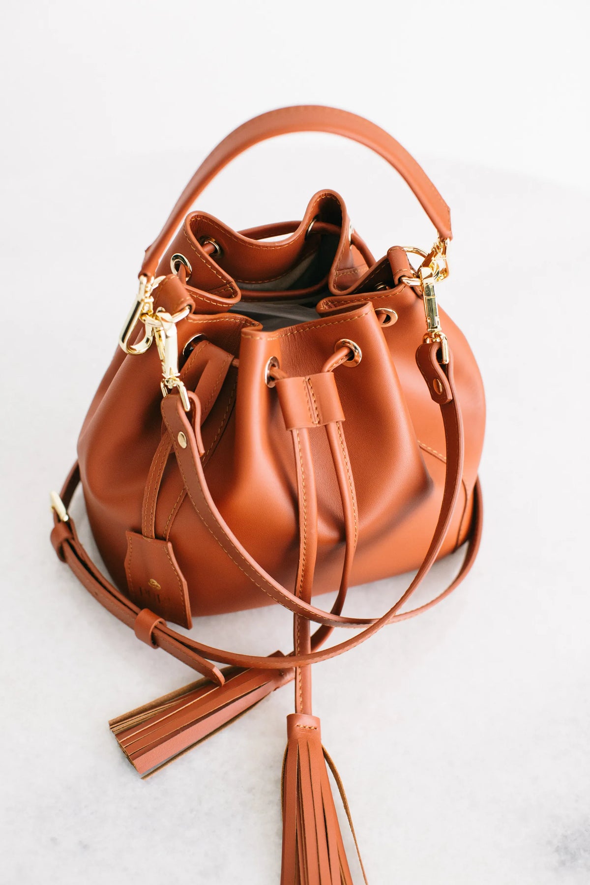 Pure Paris-Petit Bonbon Hakiki Deri Bucket Çanta, Kiremit-Omuz Çantası-2-Milagron.com