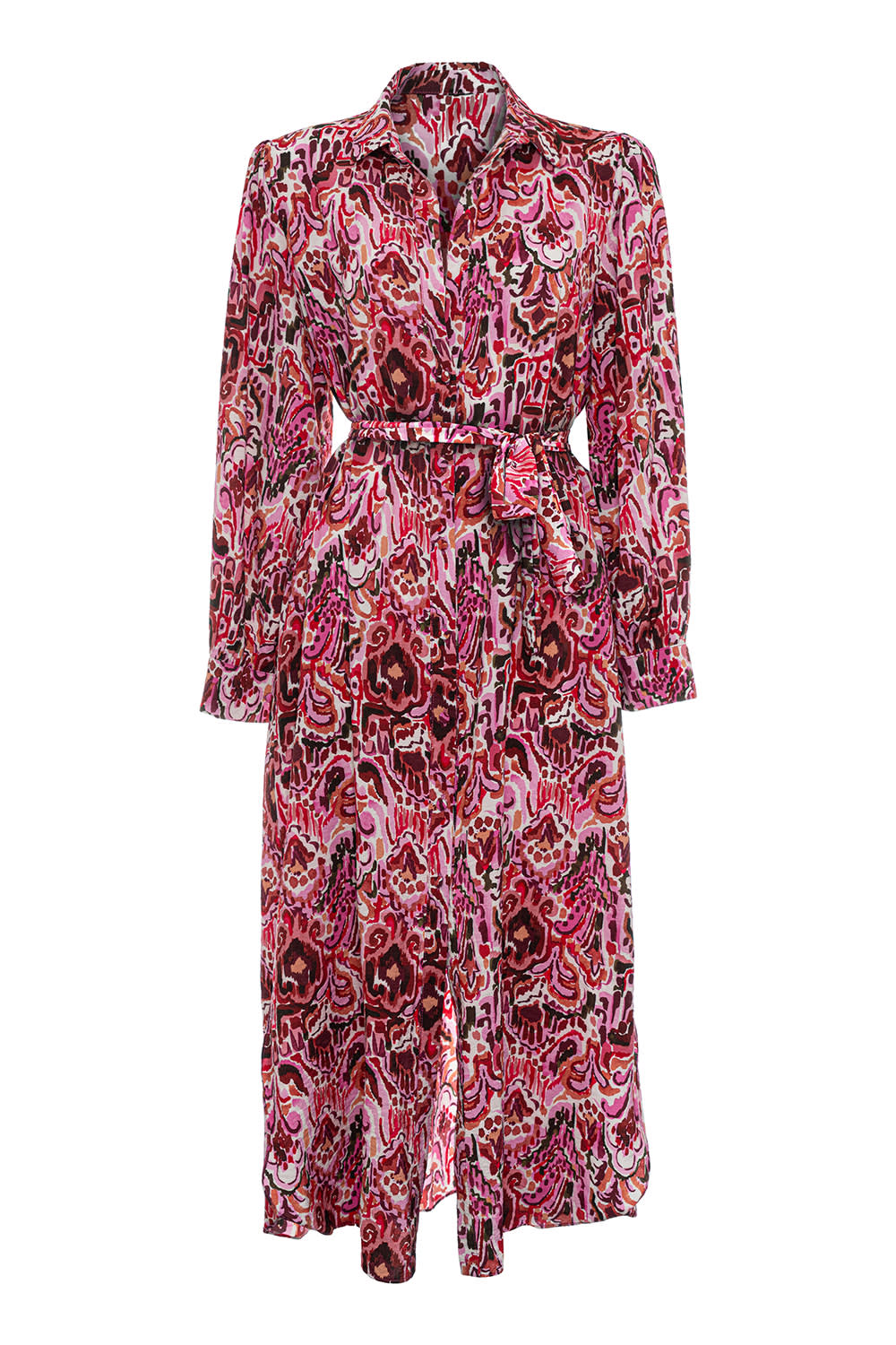 Pure Paris-Pink Bouquet Gömlek Elbise - Pembe-Elbise-1-Milagron.com