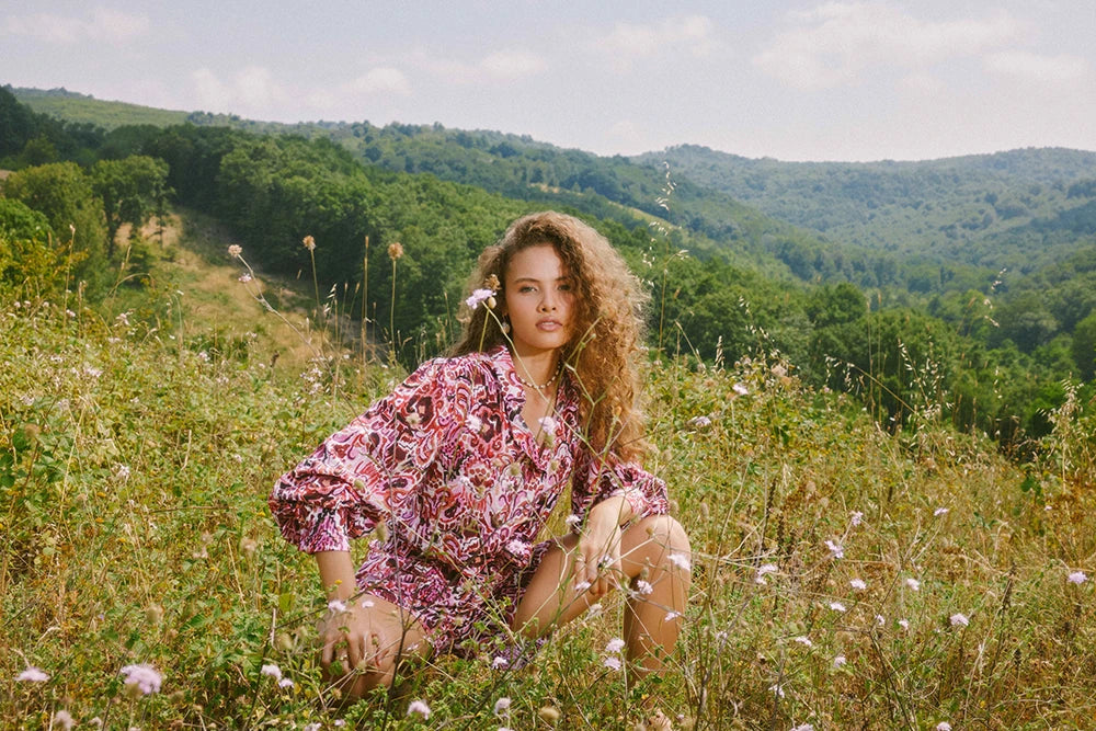 Pink Bouquet Gömlek ve Şort Takım