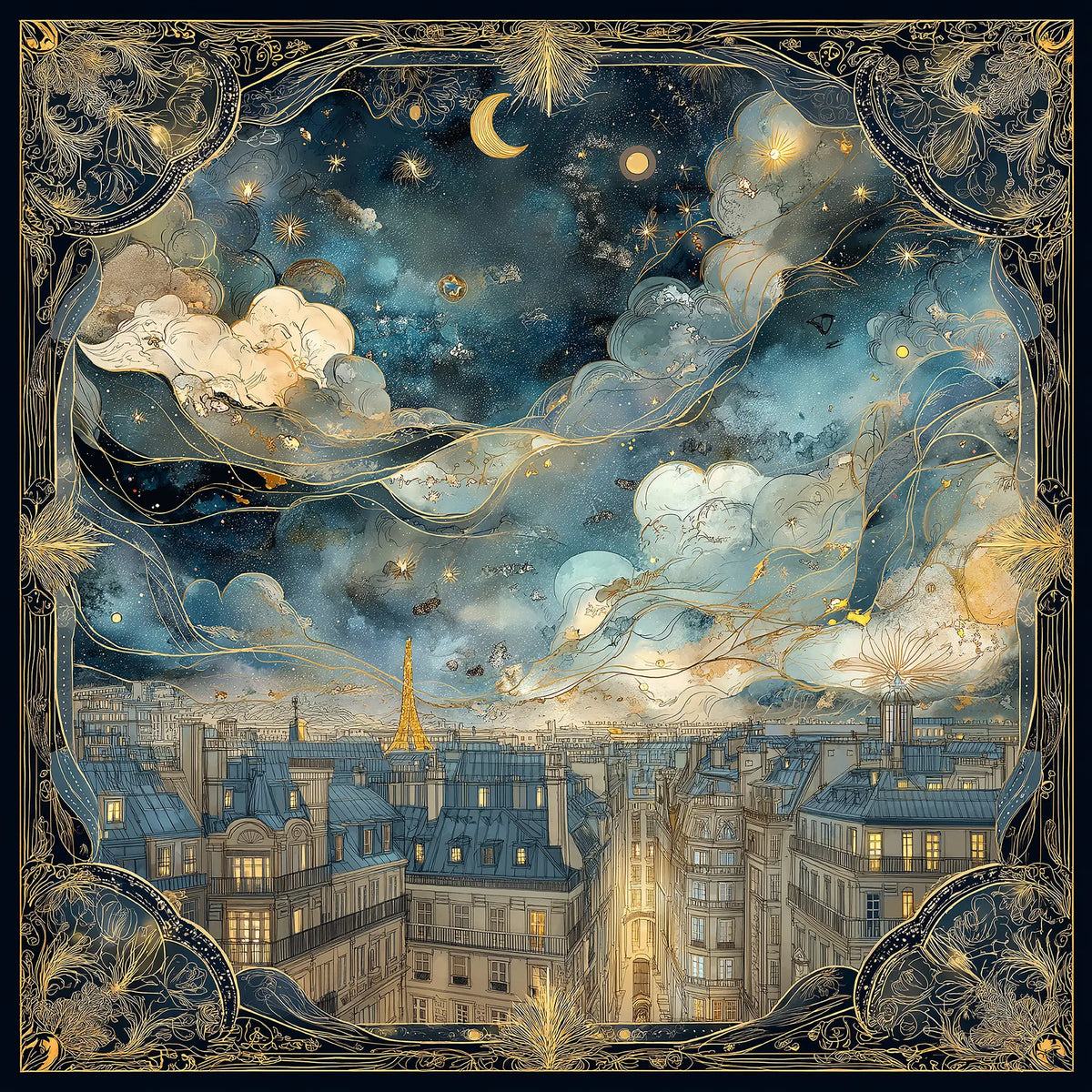 Pure Paris-Rêve Nocturne İpek Fular-Şal & Fular-1-Milagron.com