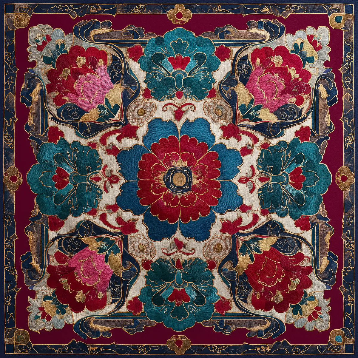 Pure Paris-Ruby Suzani İpek Fular-Şal & Fular-1-Milagron.com